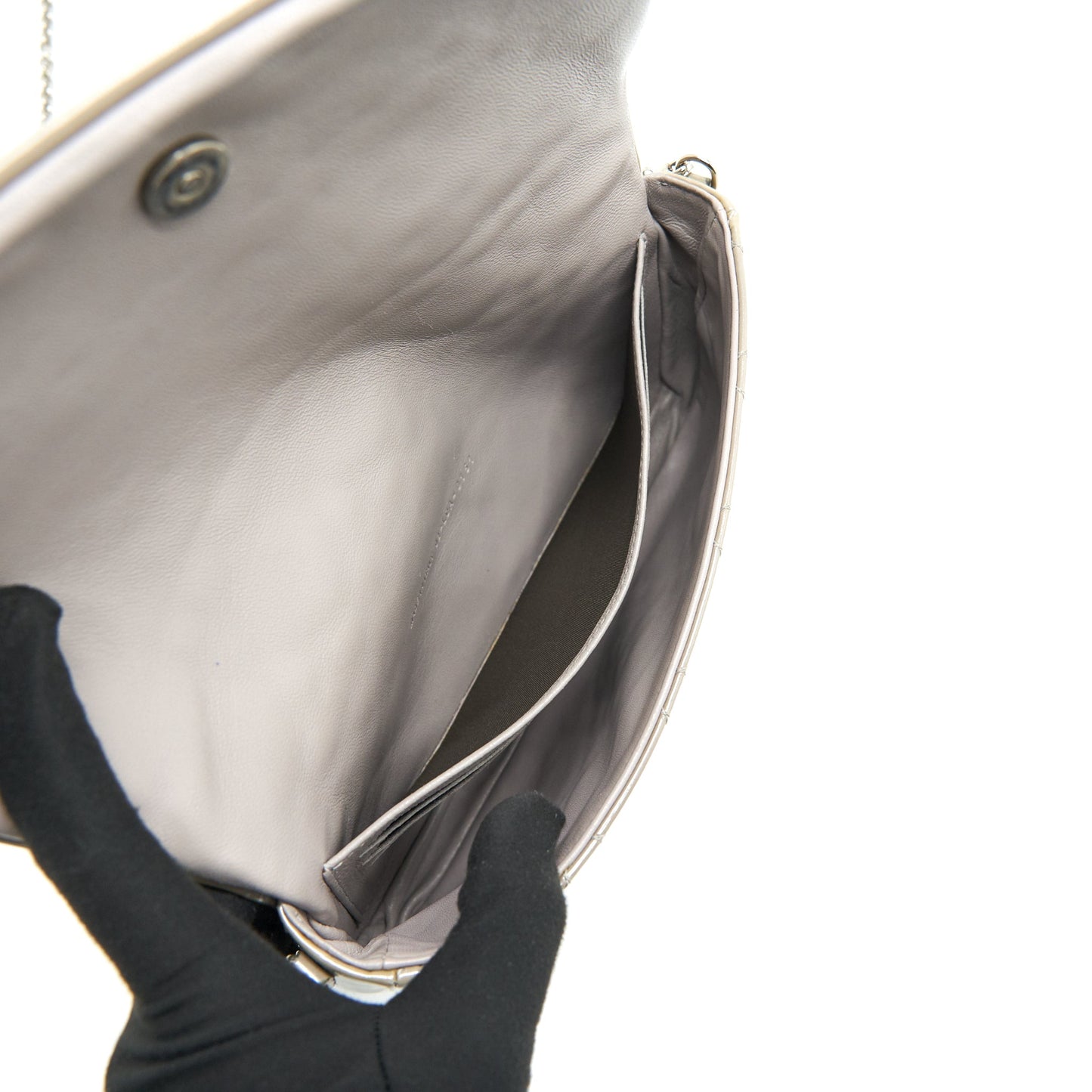 Dior Patent leather Wallet on Chain Light Grey