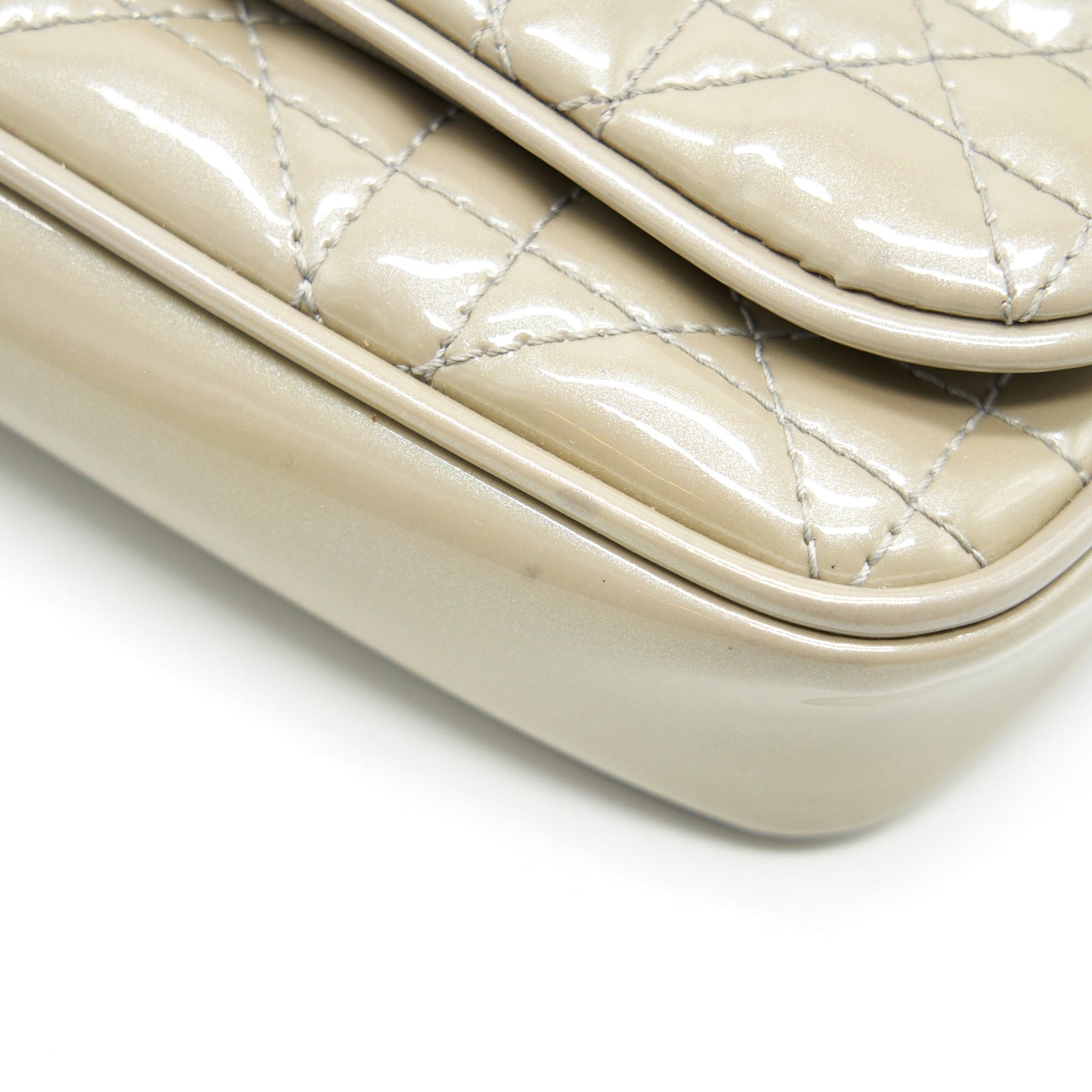 Dior Patent leather Wallet on Chain Light Grey