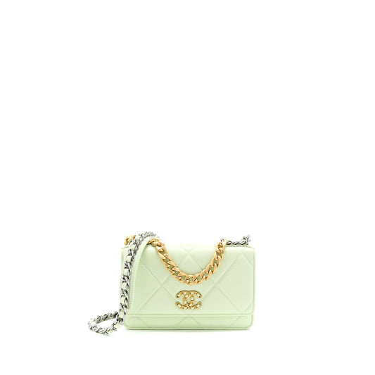 Chanel 19 Wallet on Chain Lambskin Light Green Multicolour Hardware (Microchip)