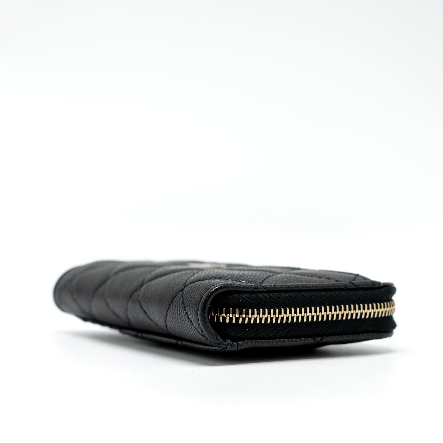 Chanel L Zip Wallet Caviar Black LGHW (Microchip)