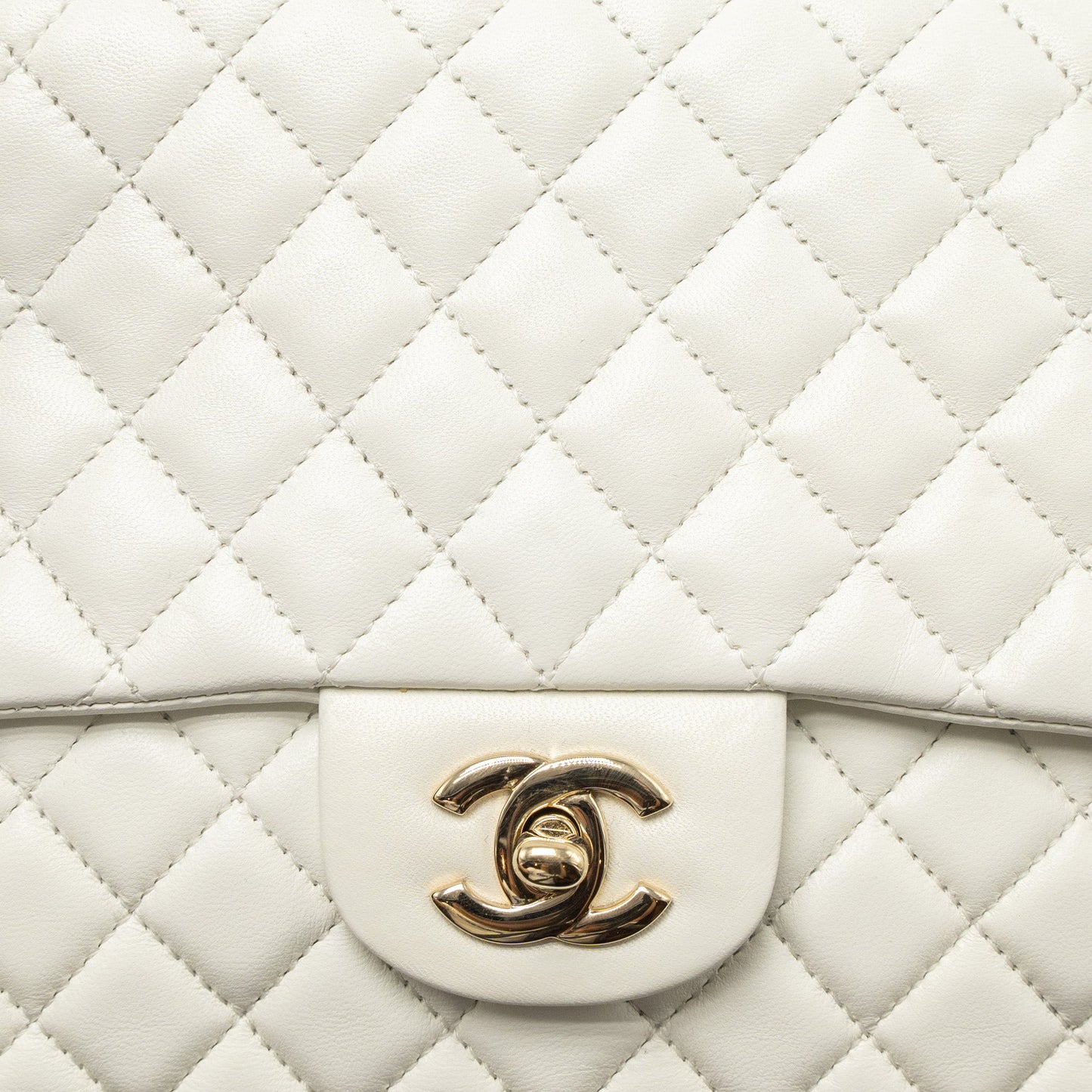 Chanel Quilted Flap Bag with Heart Charm Lambskin White LGHW