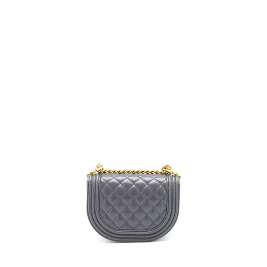 Chanel 22A Boy Messenger Bag Caviar Grey GHW (Microchip)