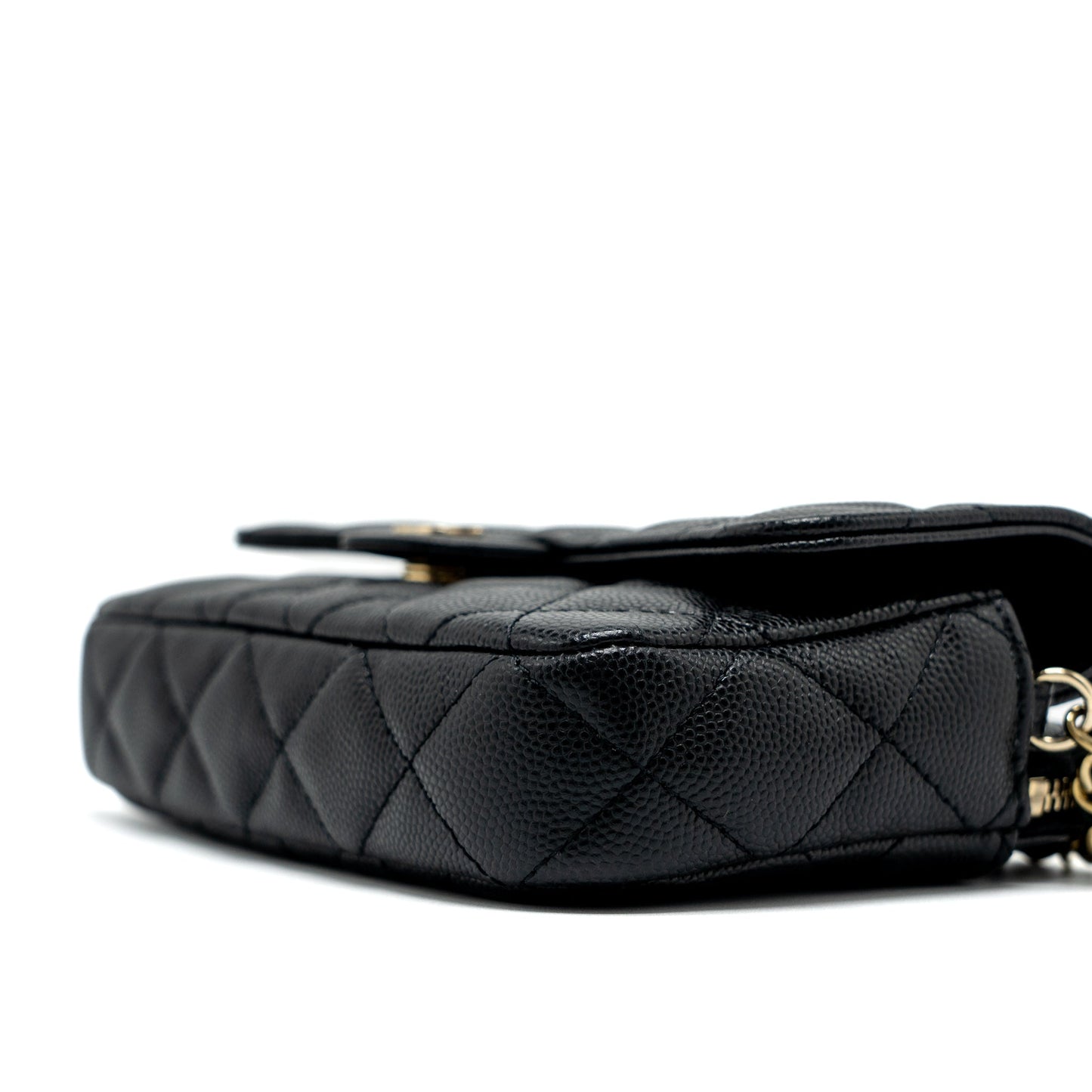 Chanel Double Pocket Wallet on Chain Caviar Black LGHW (Microchip)
