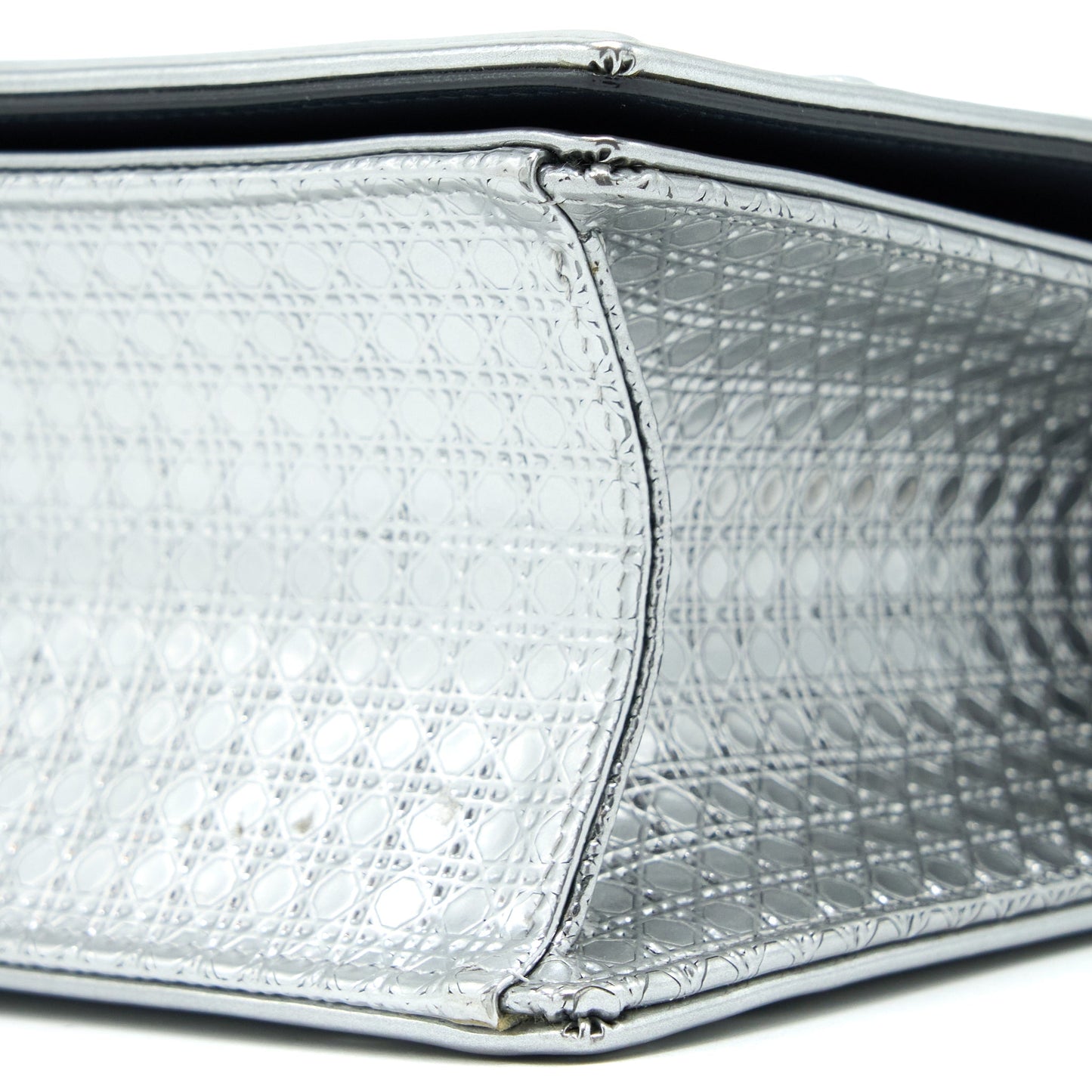 Dior Medium Diorma Bag In Metallic Silver SHW