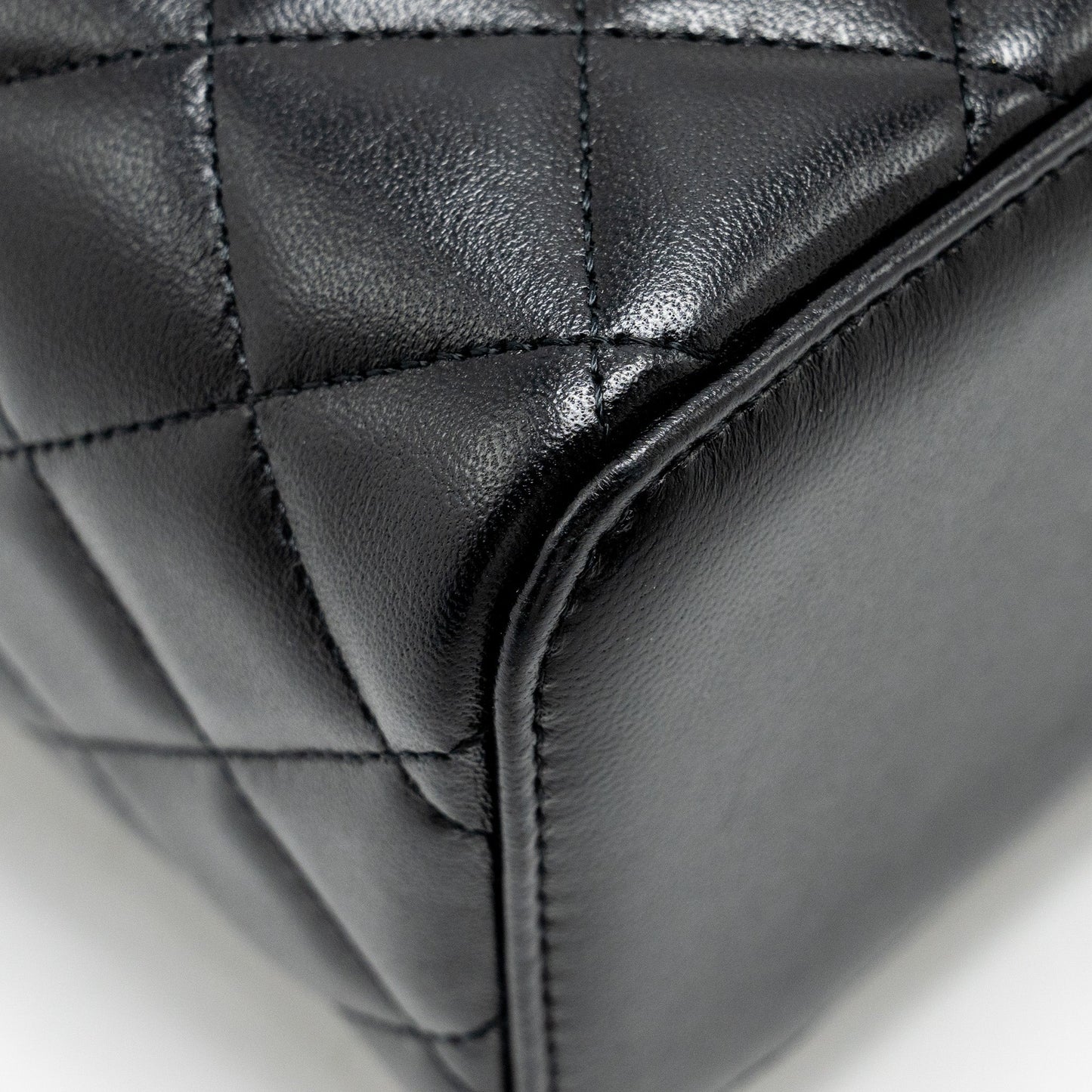 Chanel Top Handle Long Vanity Case Lambskin Black GHW