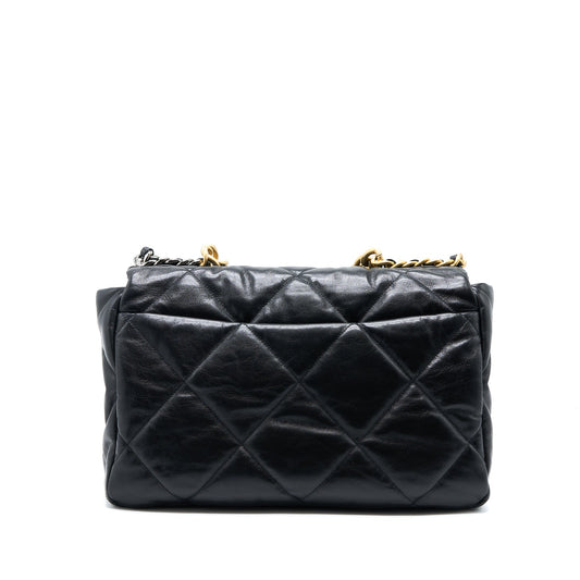 Chanel Maxi 19 Bag Goatskin Black Multicolour Hardware