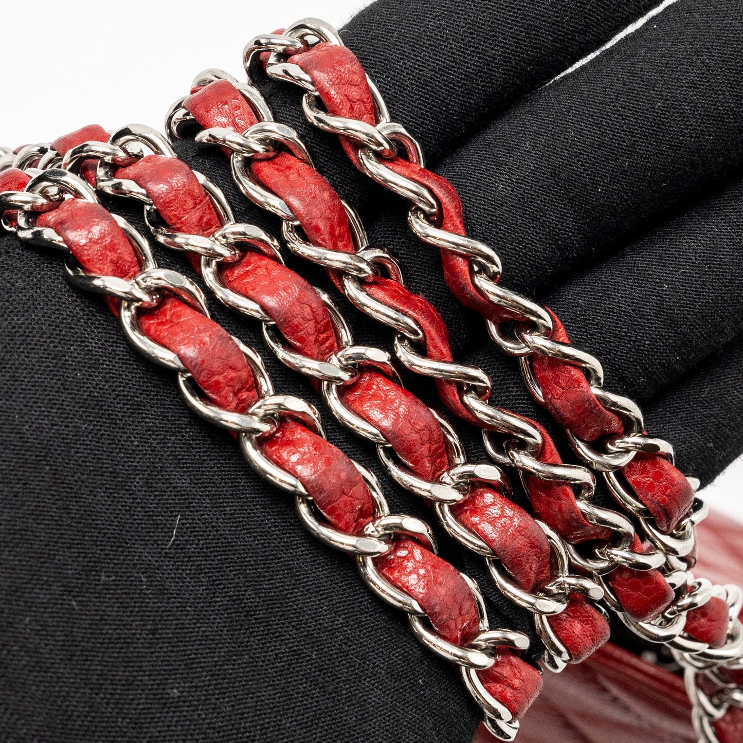 Chanel Chain Shopping Tote Bag Caviar Red SHW