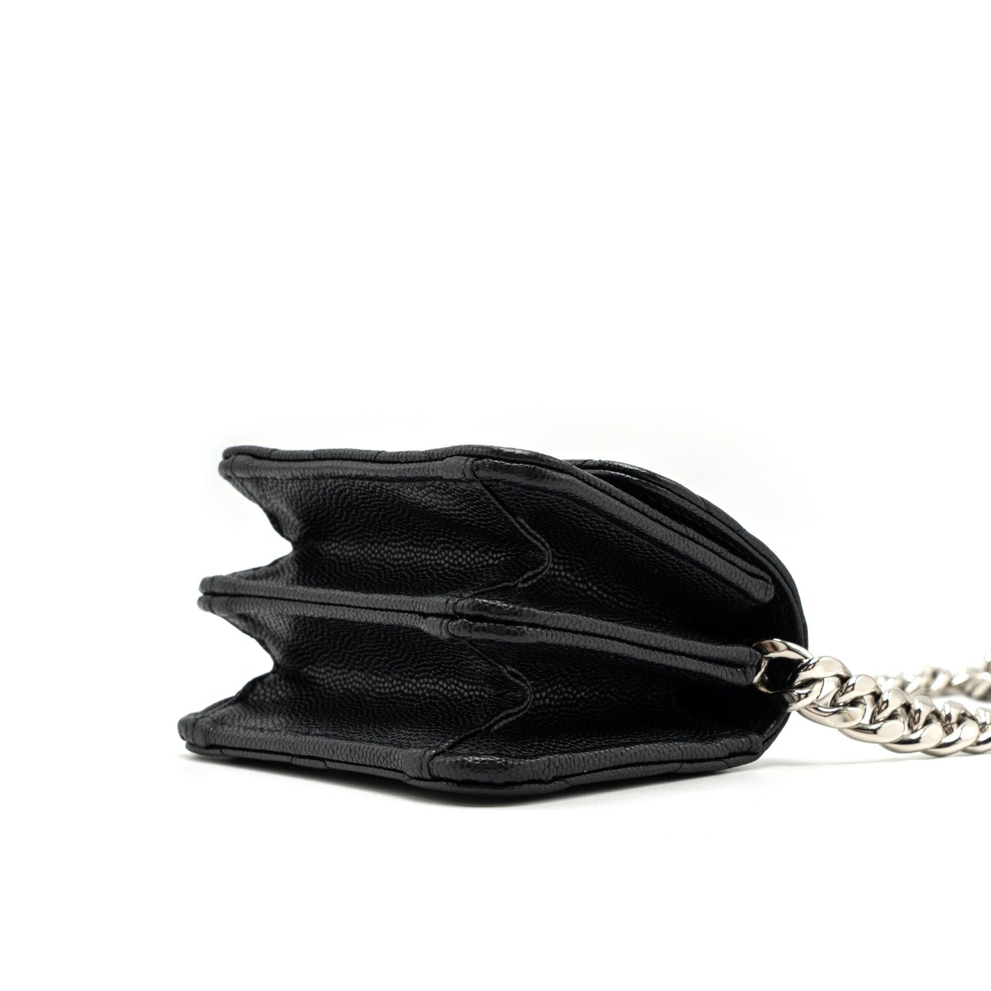 CHANEL MINI FLAP BAG WITH Coco Enamel CHAIN CAVIAR BLACK SHW