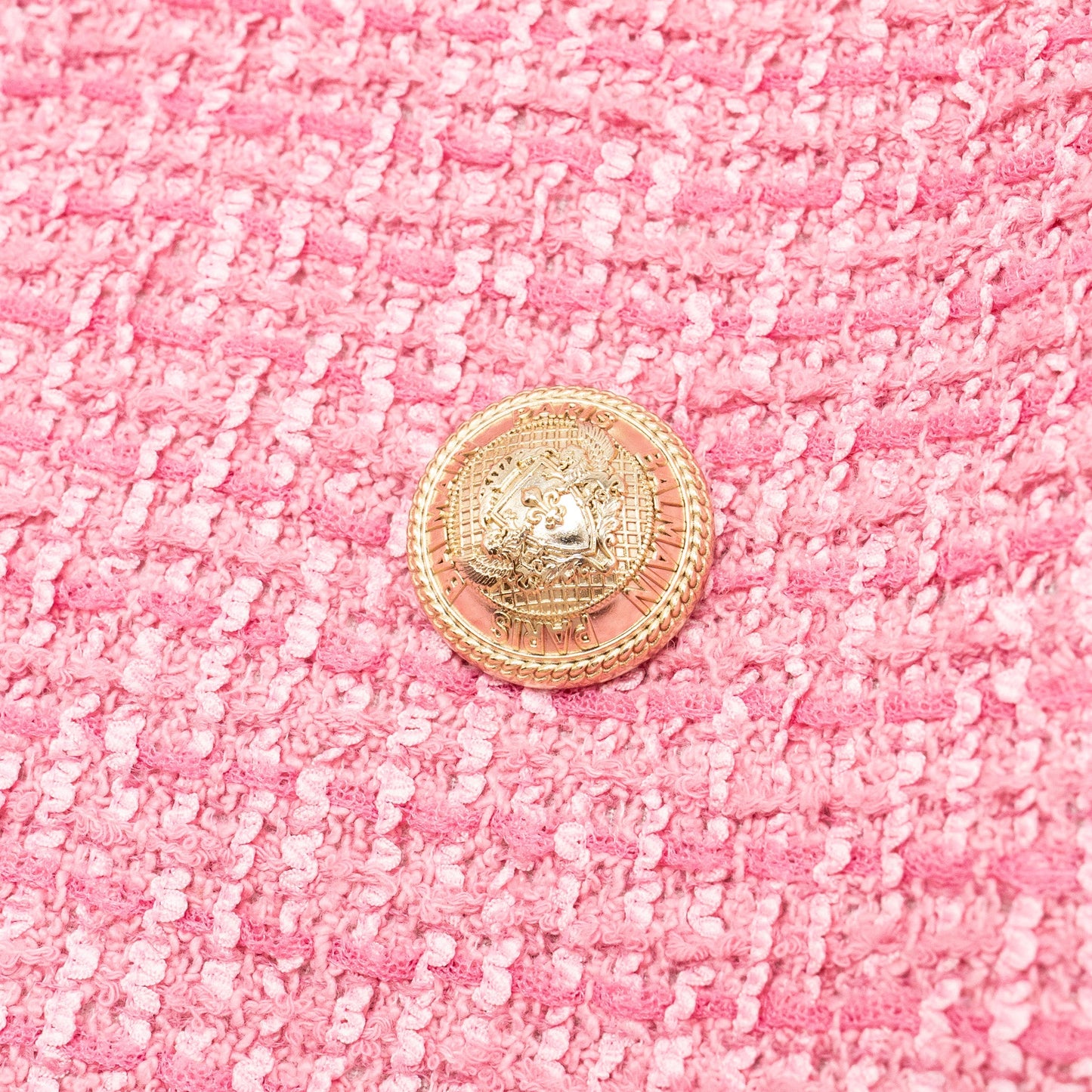 Balmain Size 34 Tweed Jacket Cotton/Polyamide/Virgin Wool Pink