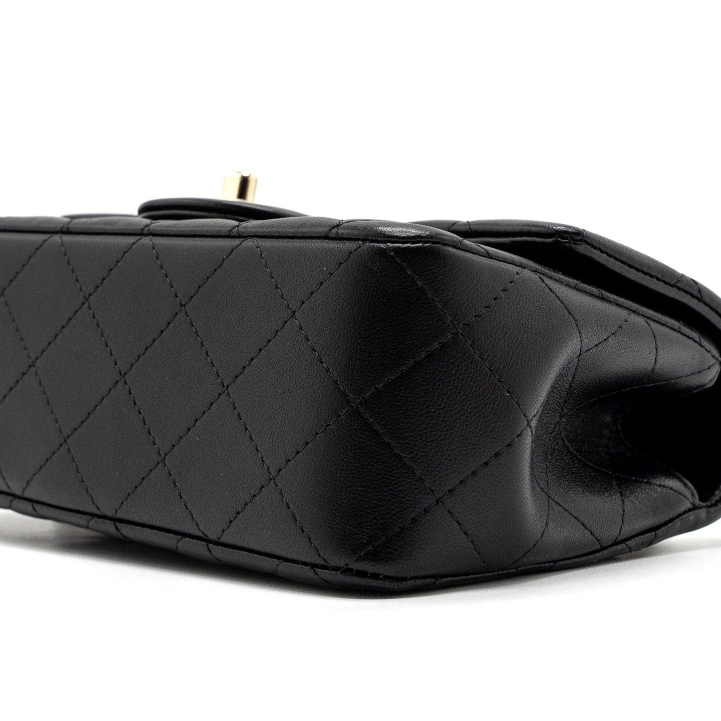 Chanel 23K Leather Chain Top Handle Mini Rectangular Flap Bag Lambskin Black LGHW (microchip)