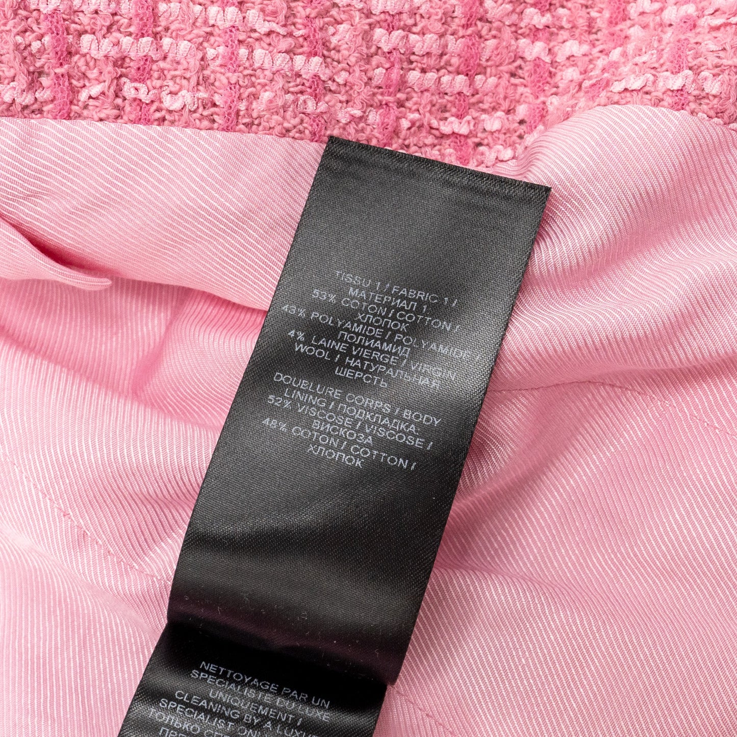 Balmain Size 34 Tweed Jacket Cotton/Polyamide/Virgin Wool Pink