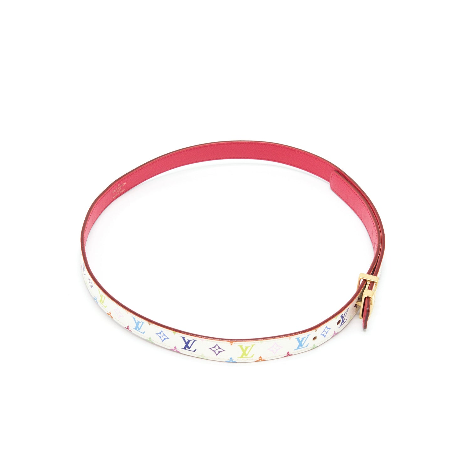 Louis Vuitton Size 80 White Monogram Multicolour Belt Gold Buckle