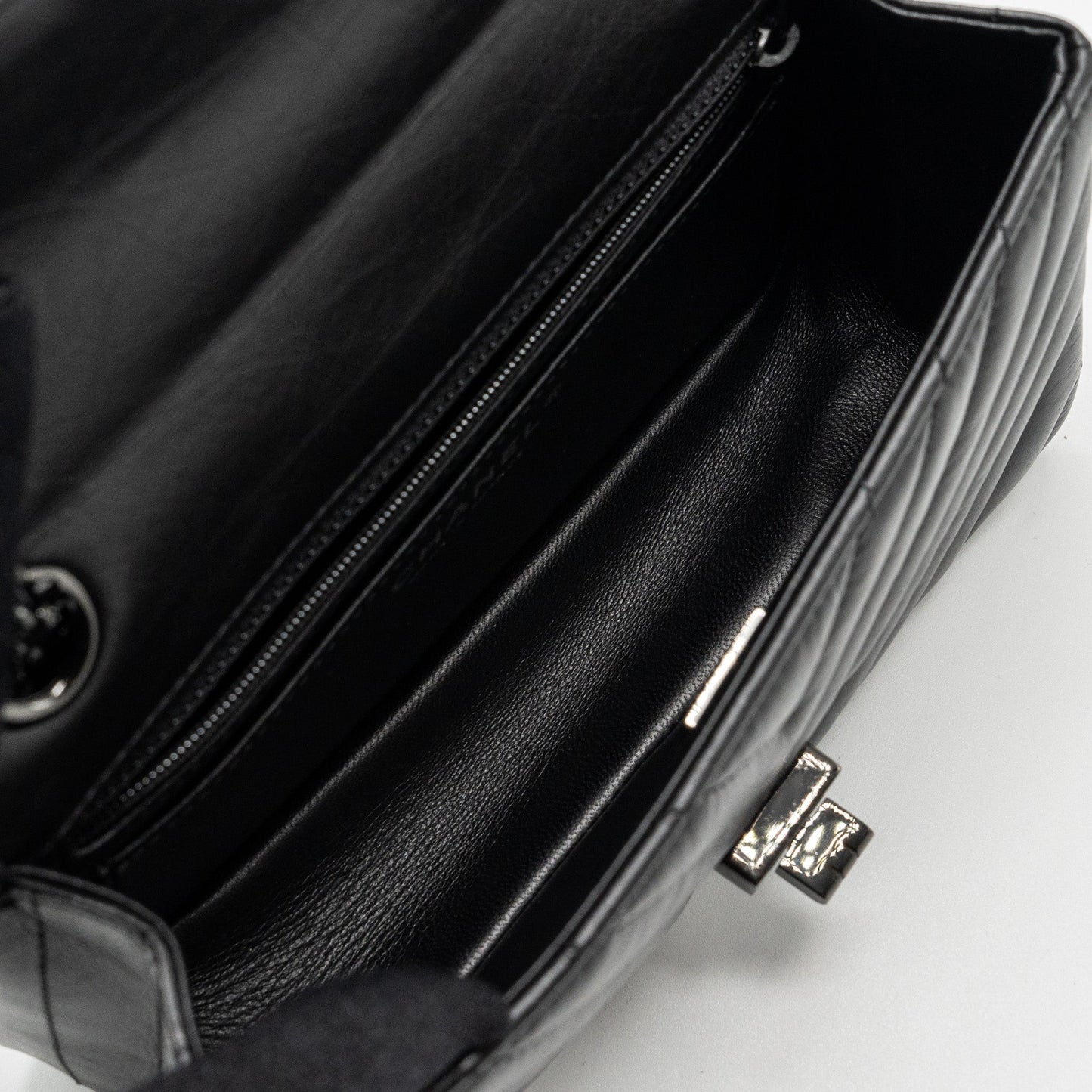 Chanel Mini 2.55 Reissue Flap Bag Chevron Calfskin So Black (Microchip)