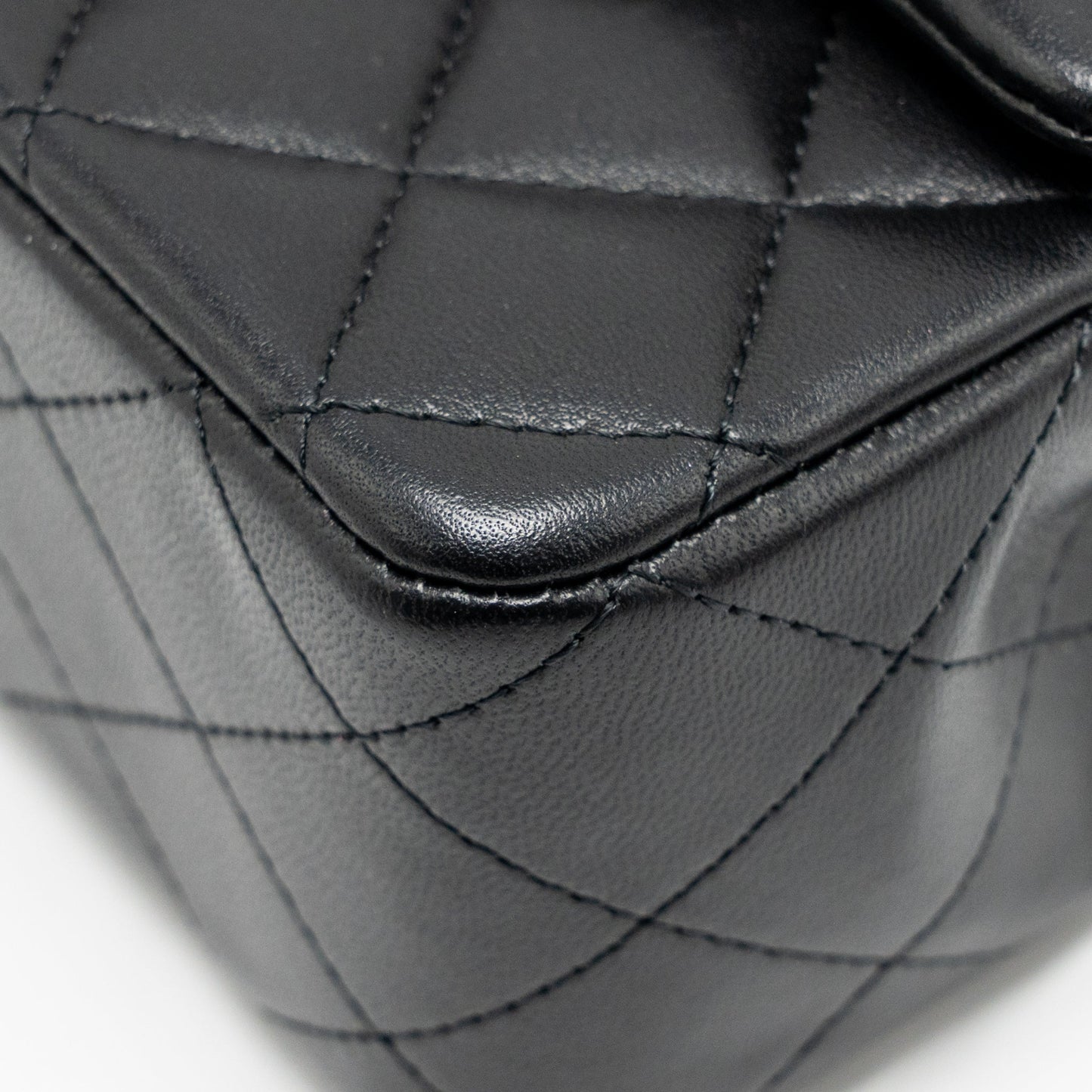 Chanel Top Handle Mini Rectangular Flap Bag Lambskin Black LGHW (Microchip)