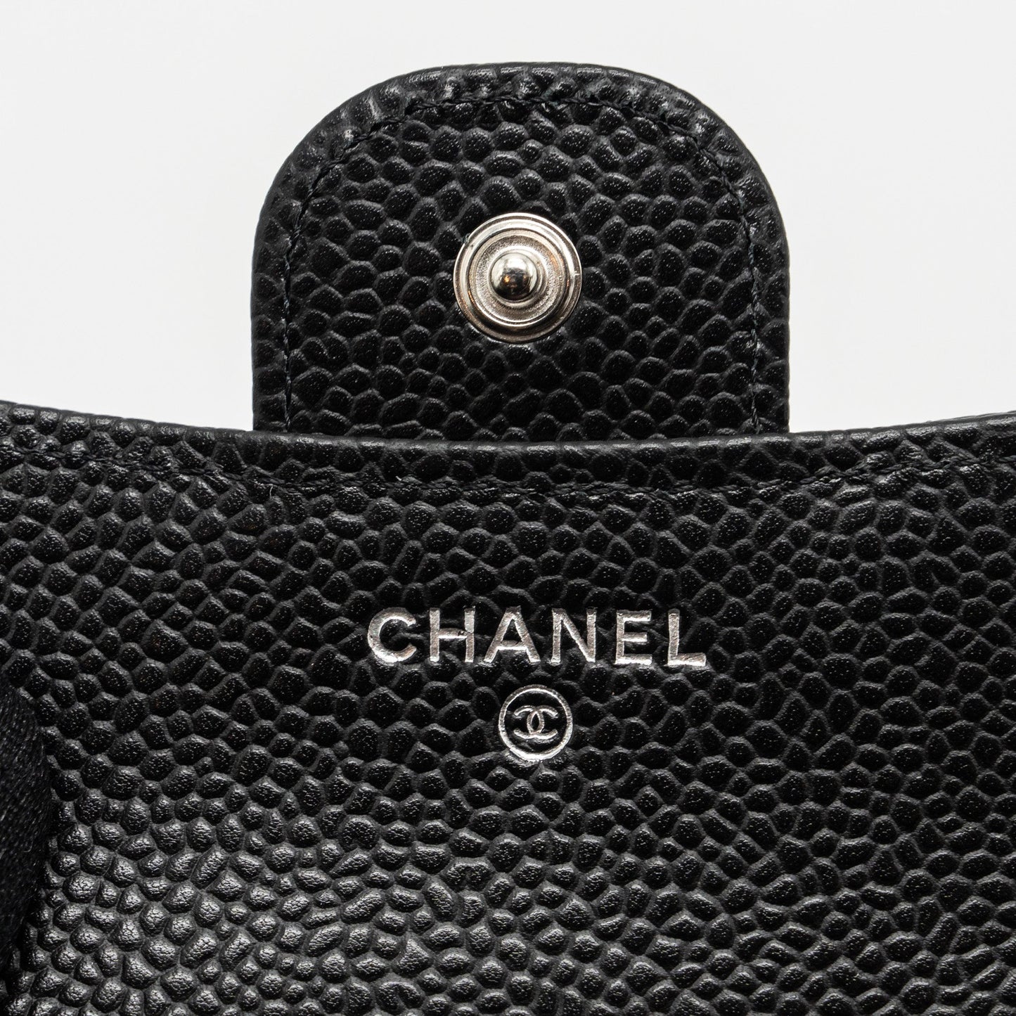 Chanel Classic Compact Wallet Caviar Black SHW (Microchip)