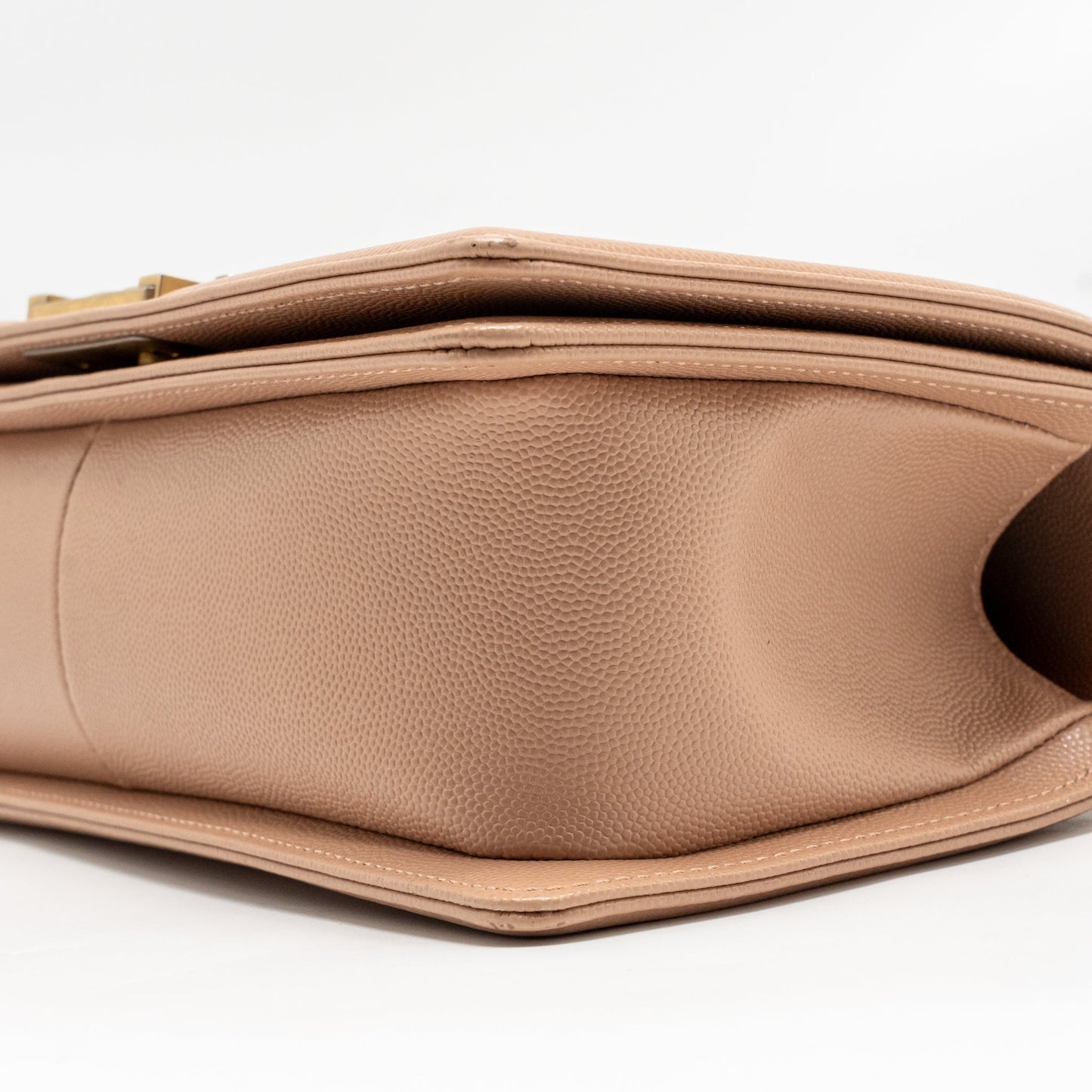 Chanel Medium Boy Bag Grained Calfskin Beige GHW