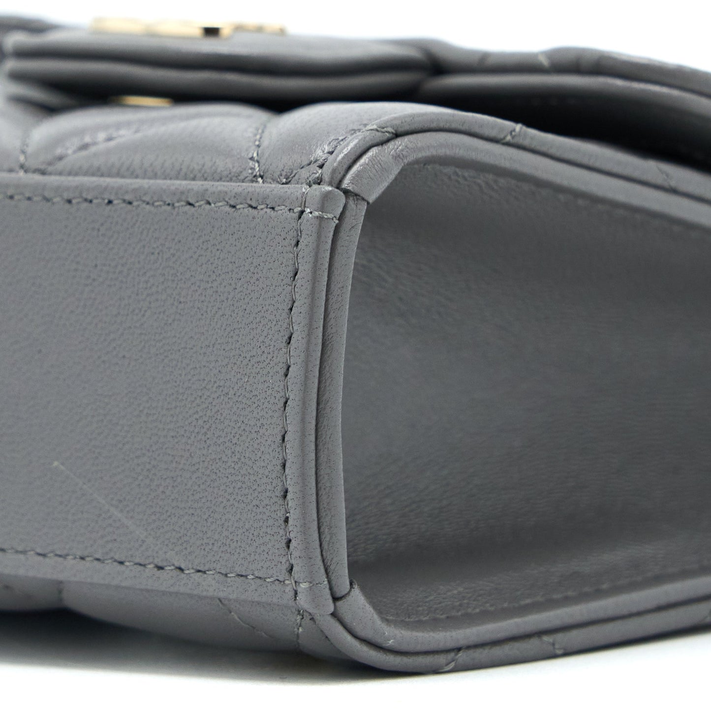 Chanel Mini Top Handle Flap Bag Lambskin Dark Grey LGHW