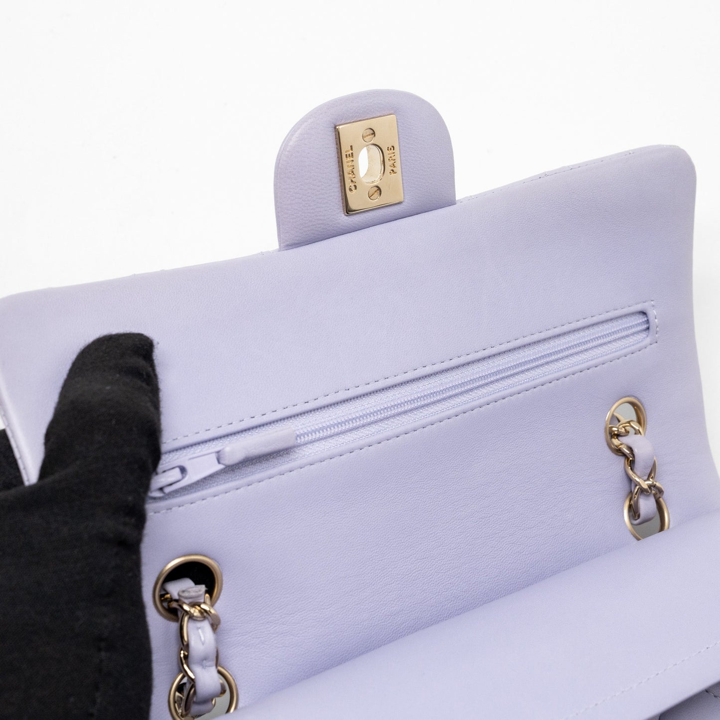 Chanel Small Classic Double Flap Bag Lambskin Light Purple LGHW(Microchip)