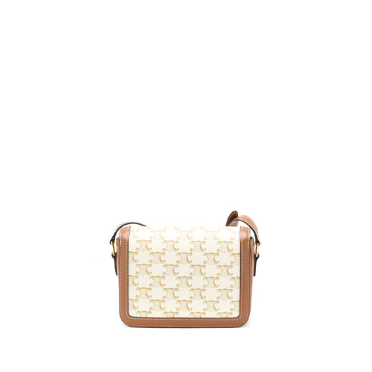 Celine Teen Triomphe Bag Triomphe Canvas/Calfskin White GHW