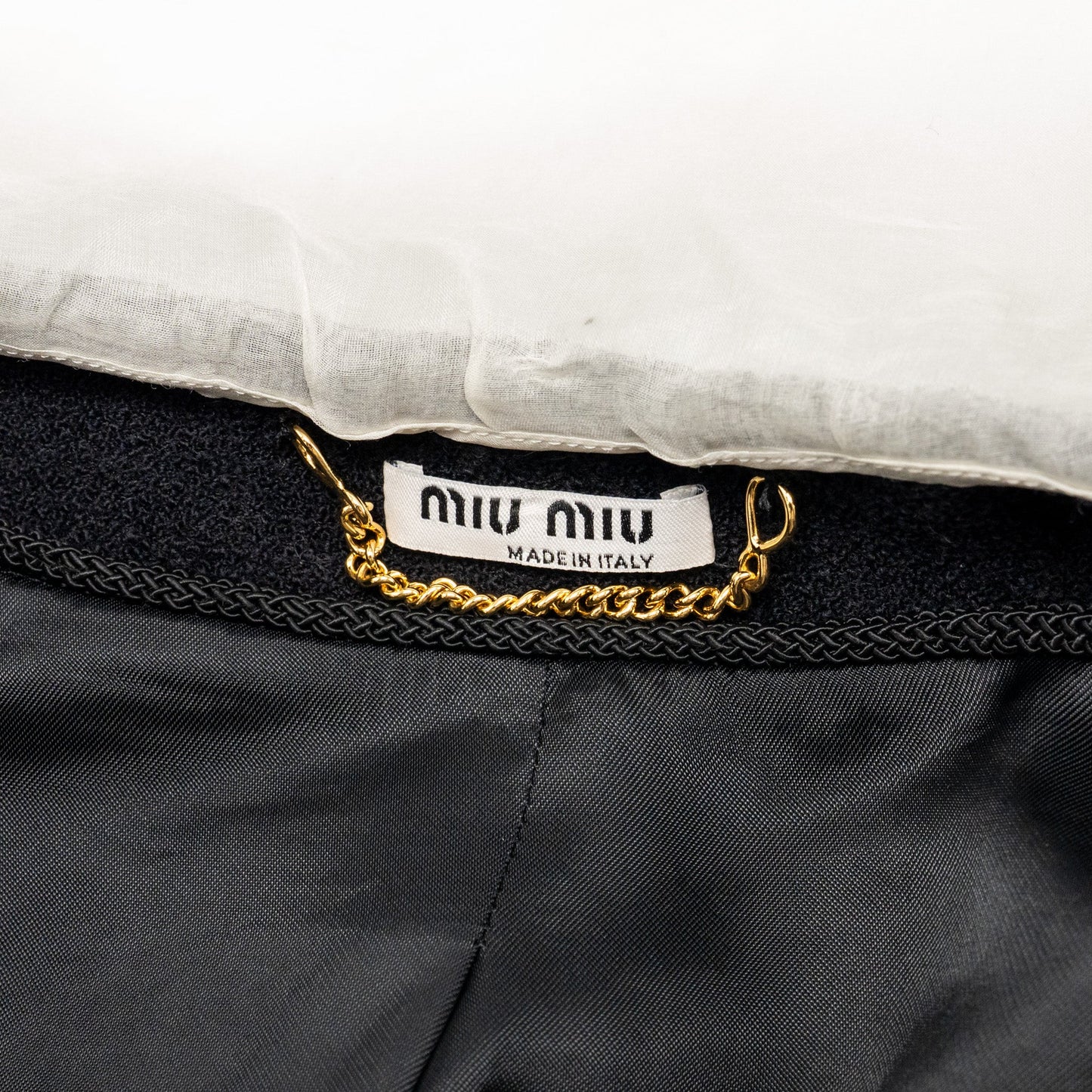 Miu Miu Size 40 Lace Buttoned Jacket Virgin Wool/Polyamide/Silk Black GHW