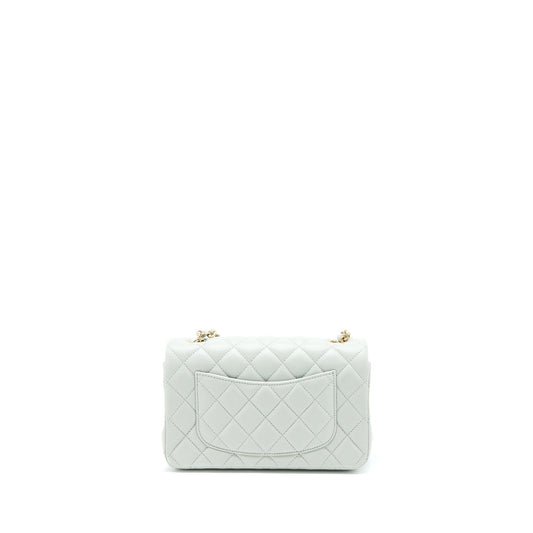 Chanel 23C Mini Rectangular Flap Bag Lambskin Light Grey LGHW (Microchip)