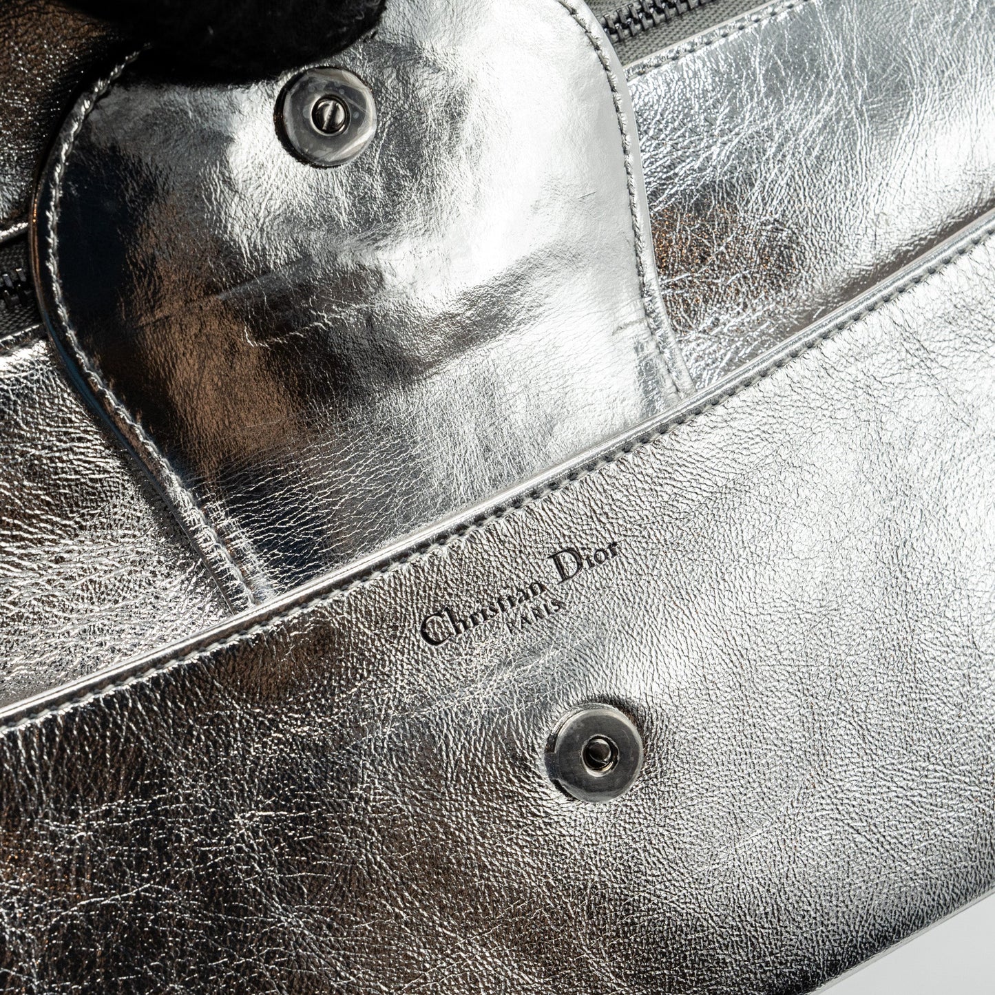 Dior Diordouble Clutch With Chains Calfskin Argent Black Hardware