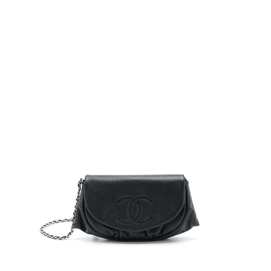 Chanel Half Moon Wallet On Chain Caviar Black SHW