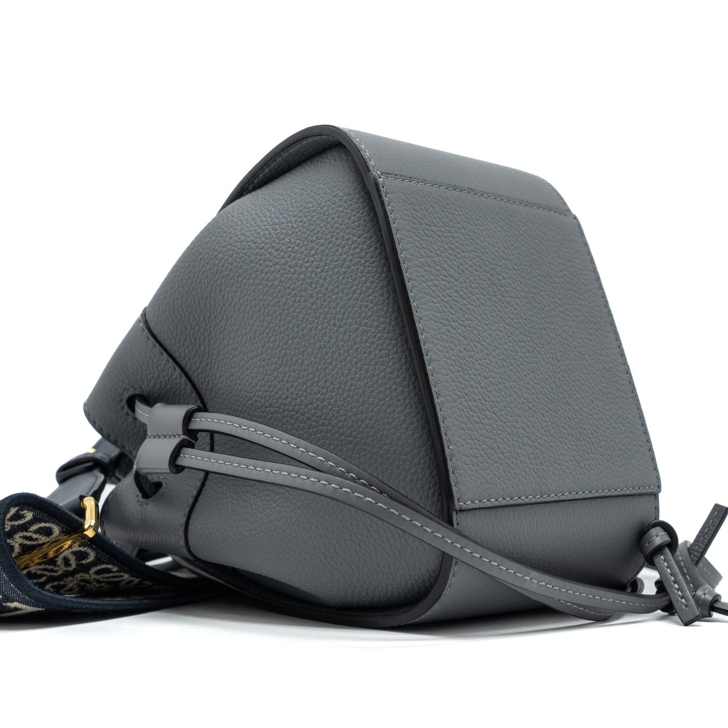 Loewe Mini Hammock Drawstring in Soft Grained Calfskin Asphalt Grey GHW