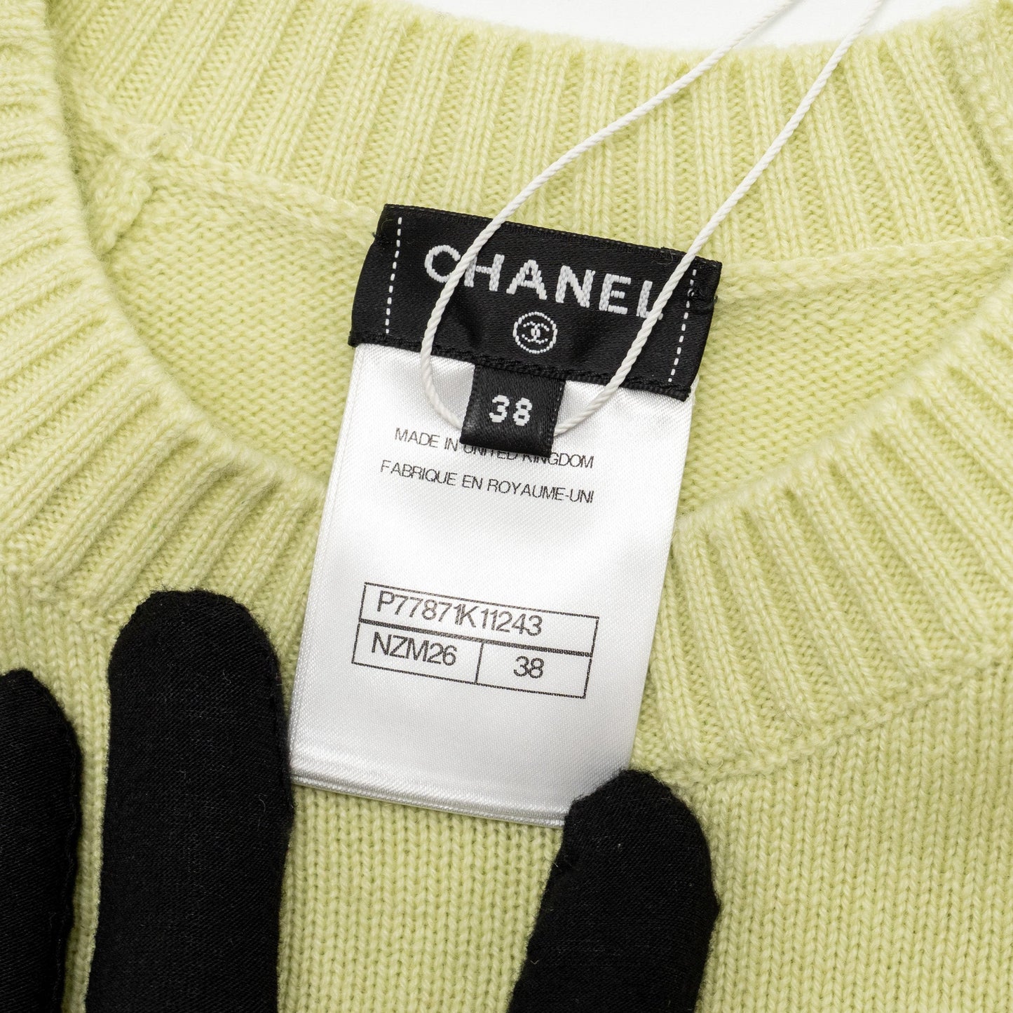 Chanel 24b Size 38 Turnlock Pull Over Cashmere Light Green SHW