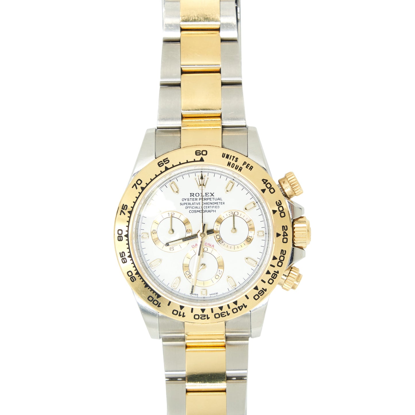 Rolex Cosmograph Daytona 40mm 116523 White Dial Oystersteel and Yellow Gold
