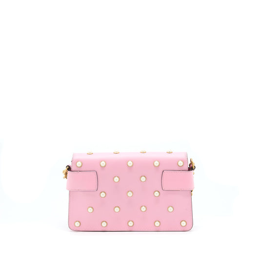 Gucci Pearl Studded Mini Broadway Bee Shoulder Bag Pink GHW