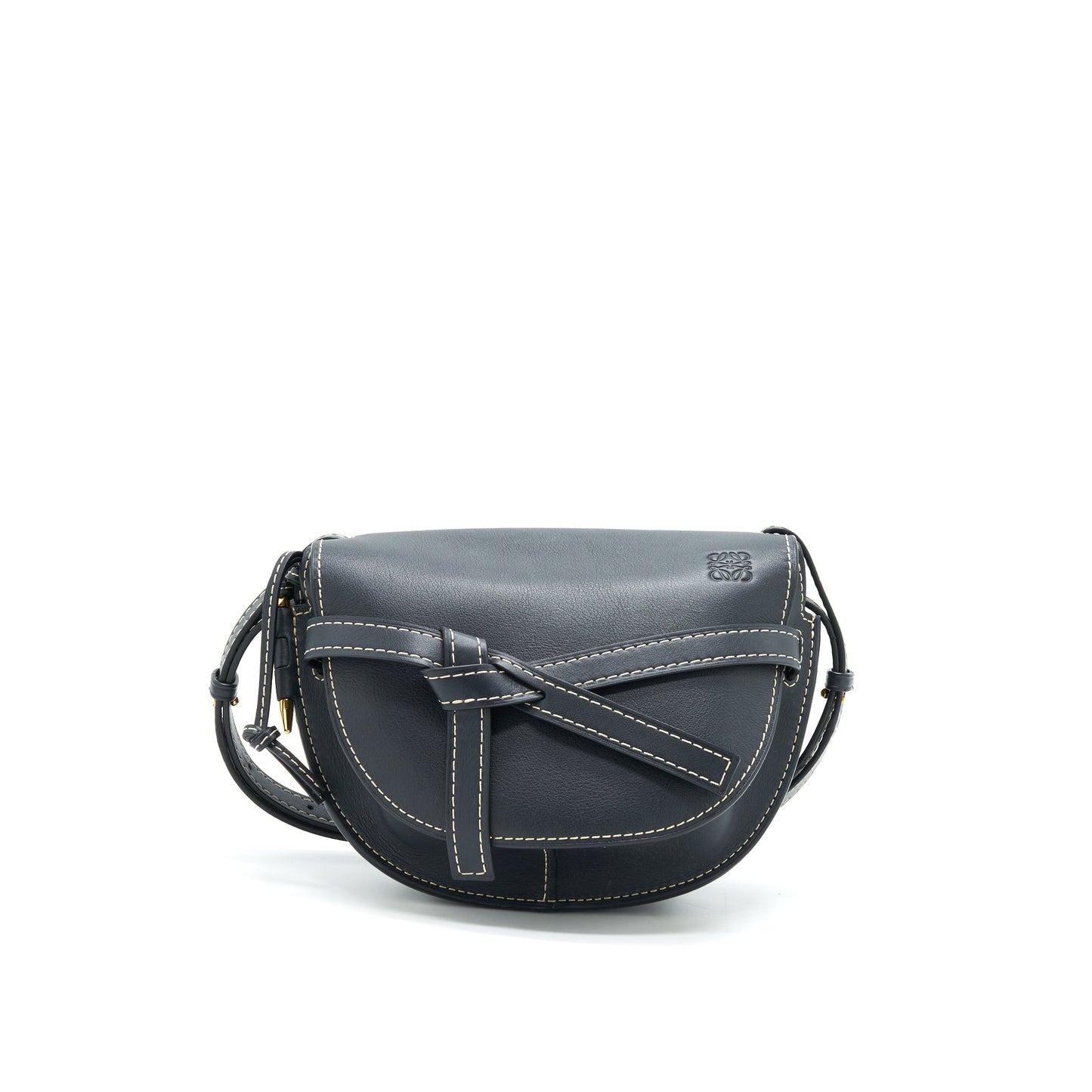 LOEWE Small Gate Leather Saddle Bag Midnight Blue