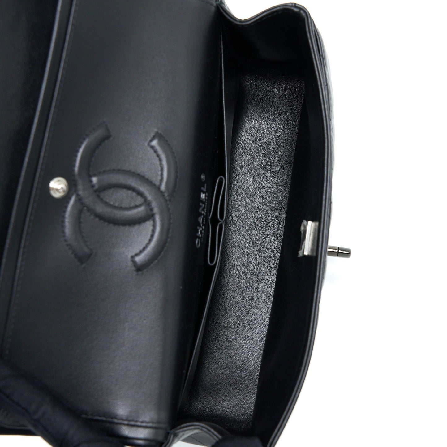 Chanel Medium Classic Double Flap Bag Lambskin So Black with Black Hardware (Microchip)