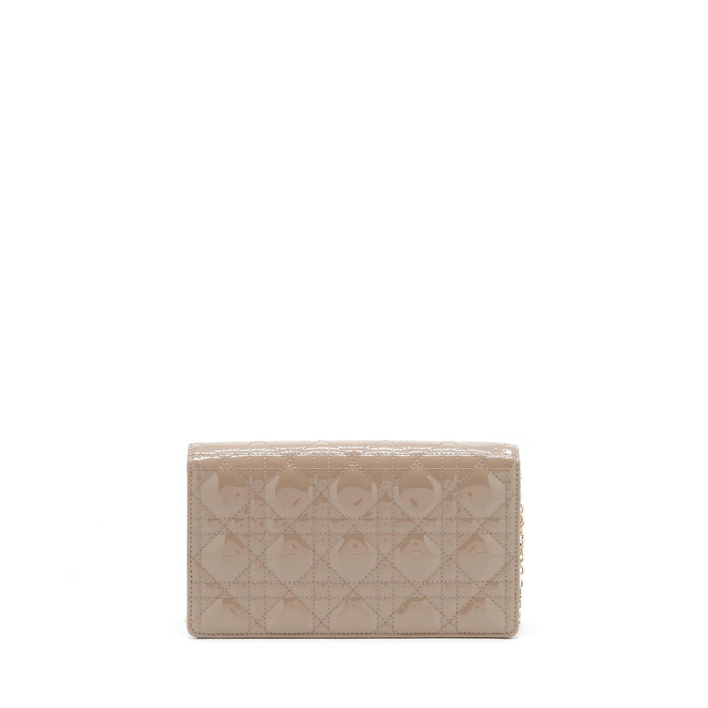 Dior Lady Dior Pouch Patent Calfskin Warm Taupe LGHW