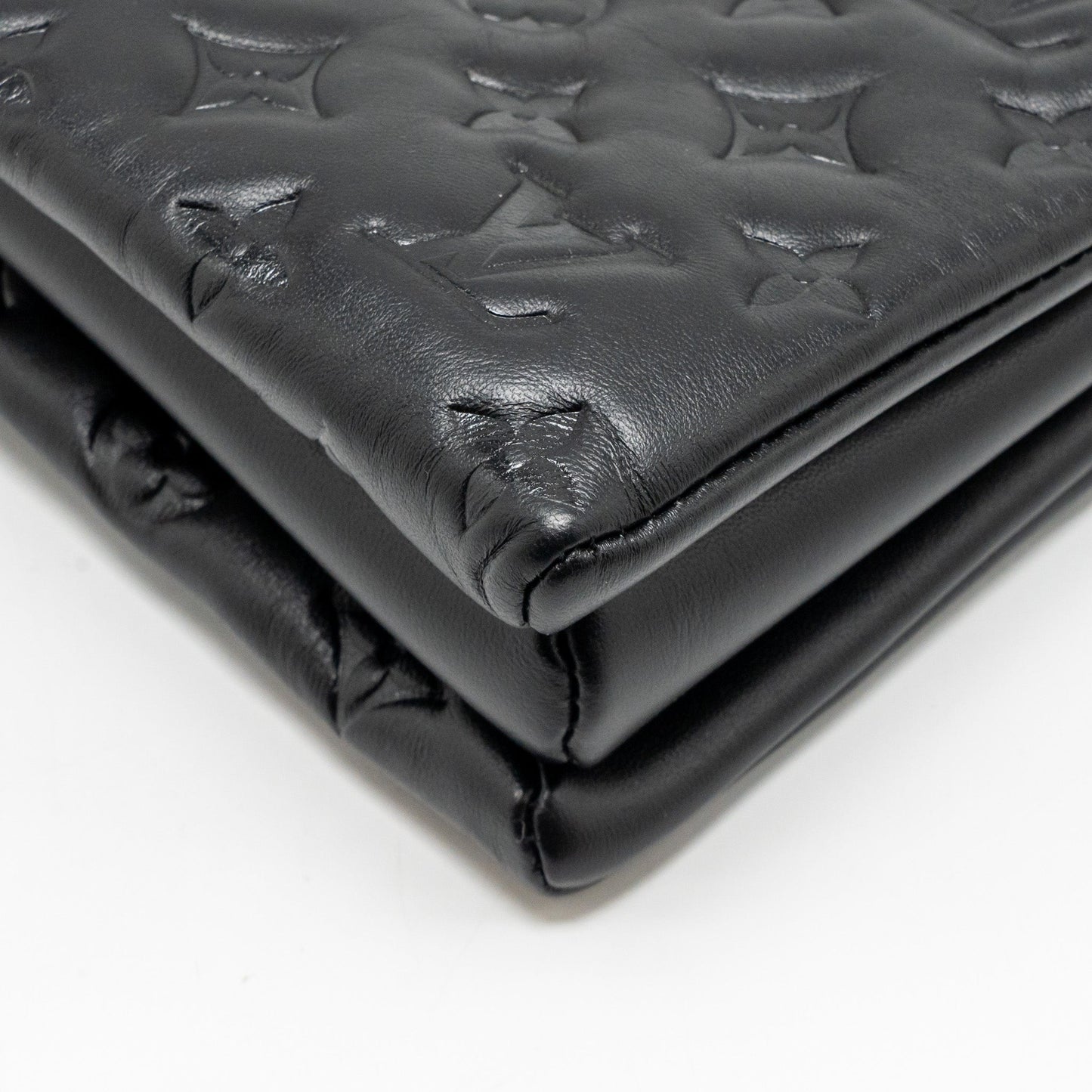 Louis Vuitton Coussin MM Monogram-embossed Puffy Lambskin Black GHW