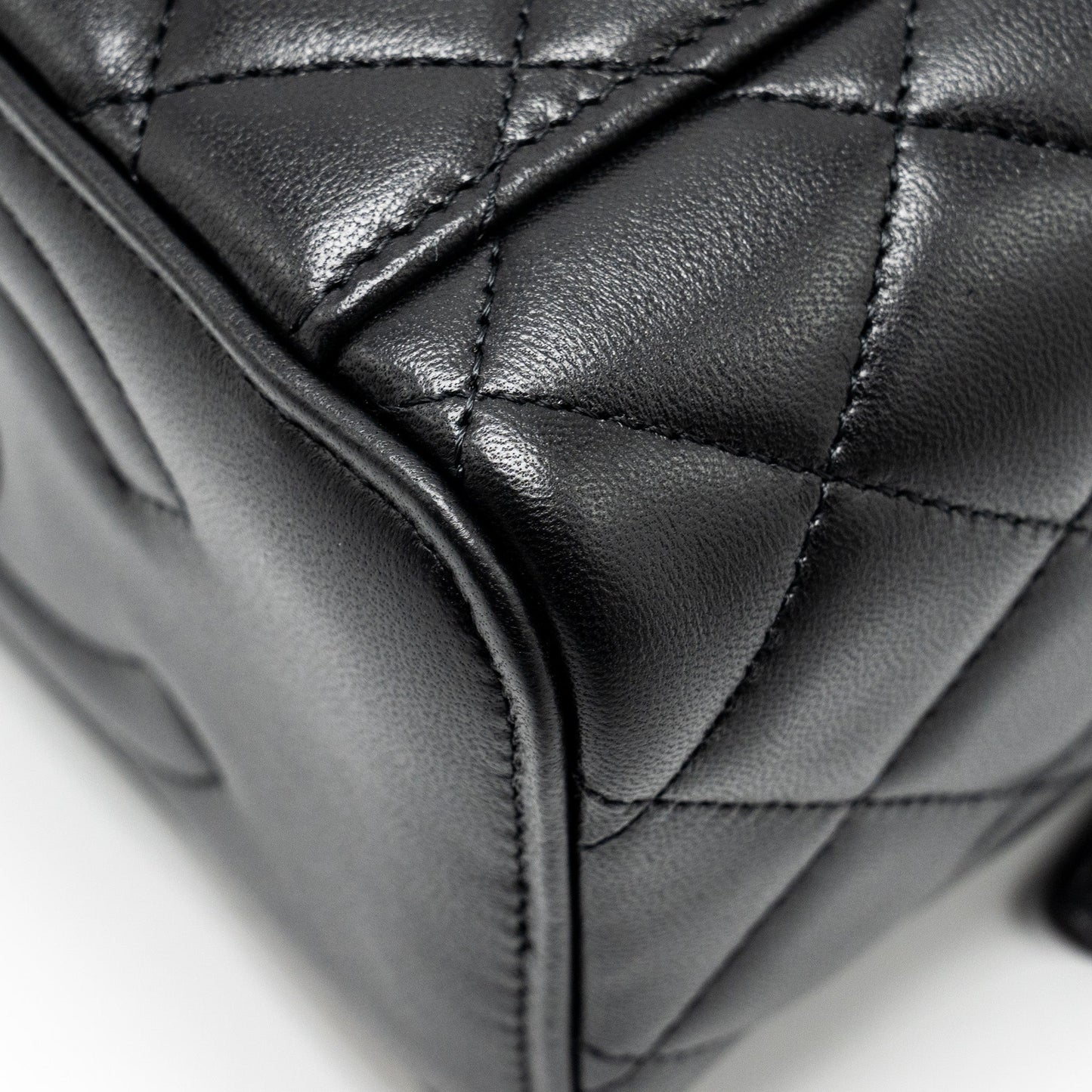Chanel Top Handle Long Vanity Case Lambskin Black LGHW (Microchip)