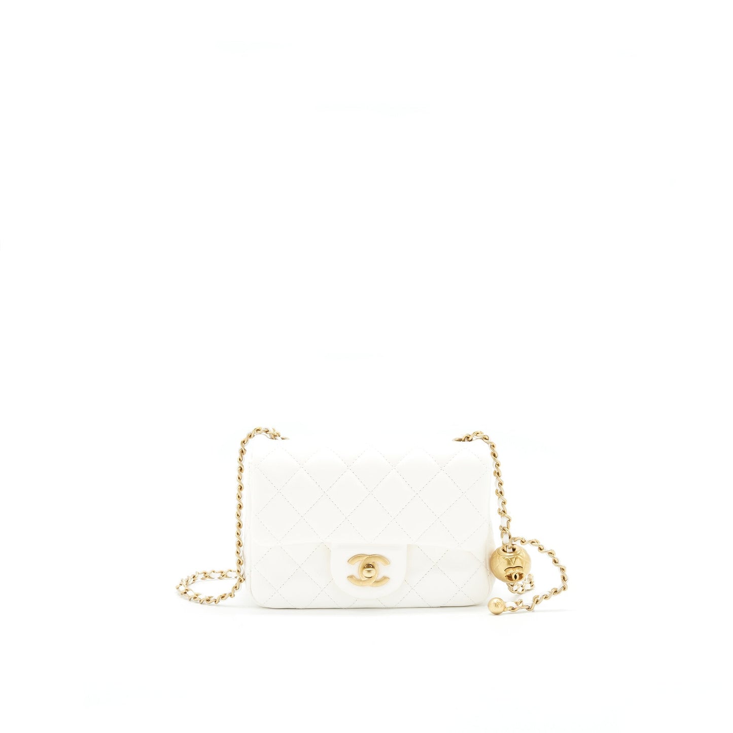 Chanel 21B pearl crush Mini Square flap Bag White GHW
