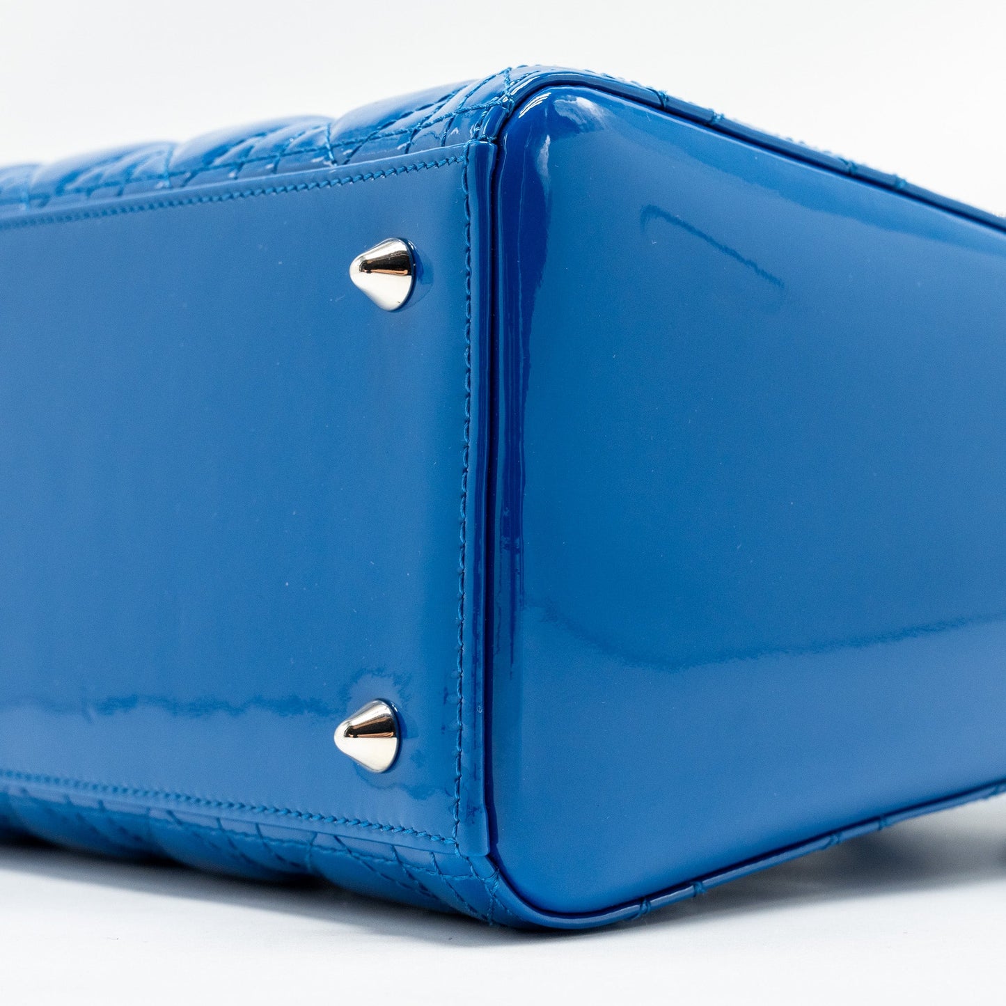 Dior Medium Lady Dior Patent Blue SHW