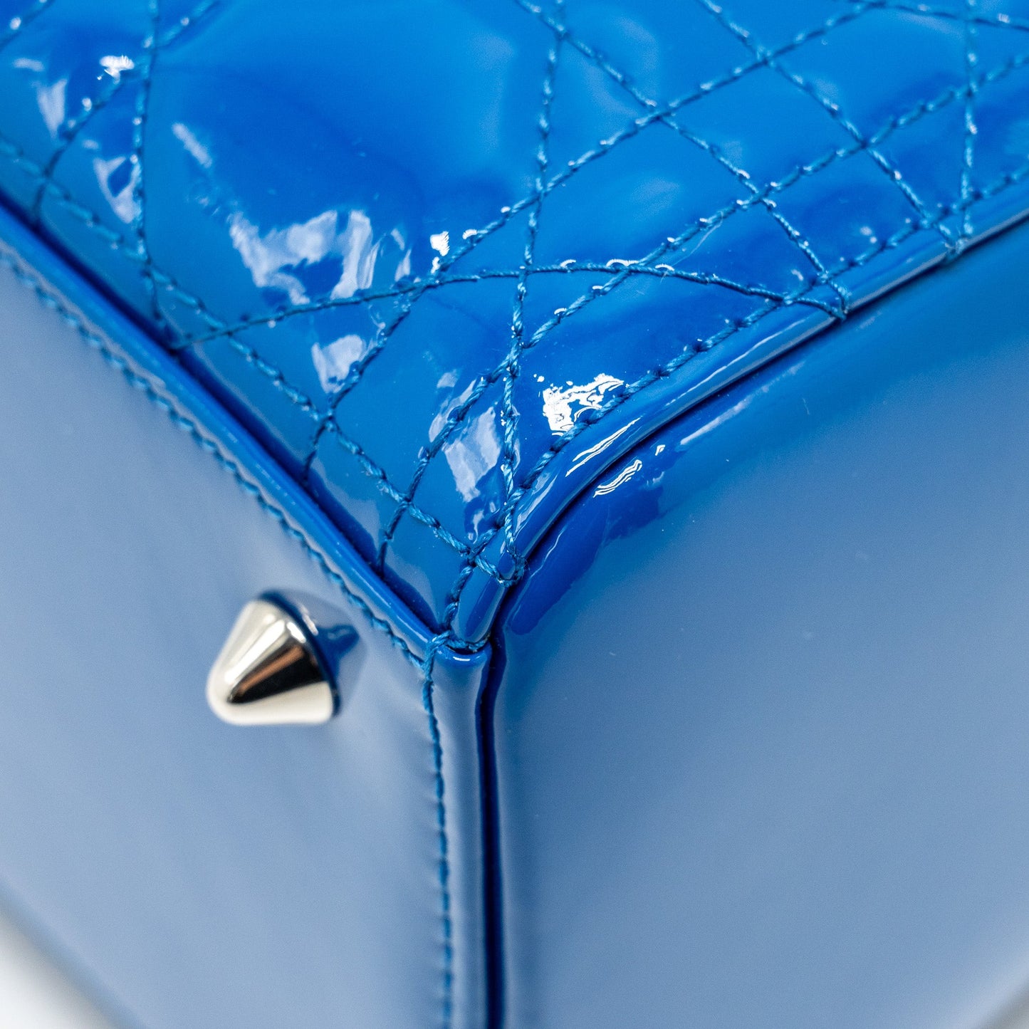 Dior Medium Lady Dior Patent Blue SHW