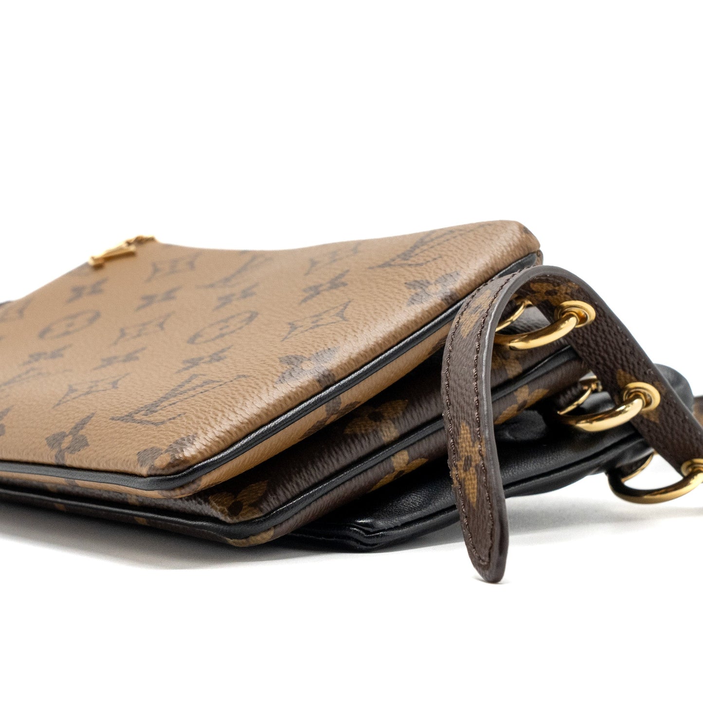 Louis Vuitton LV3 Pochette Shoulder Bag Reverse Monogram Canvas Lambskin GHW