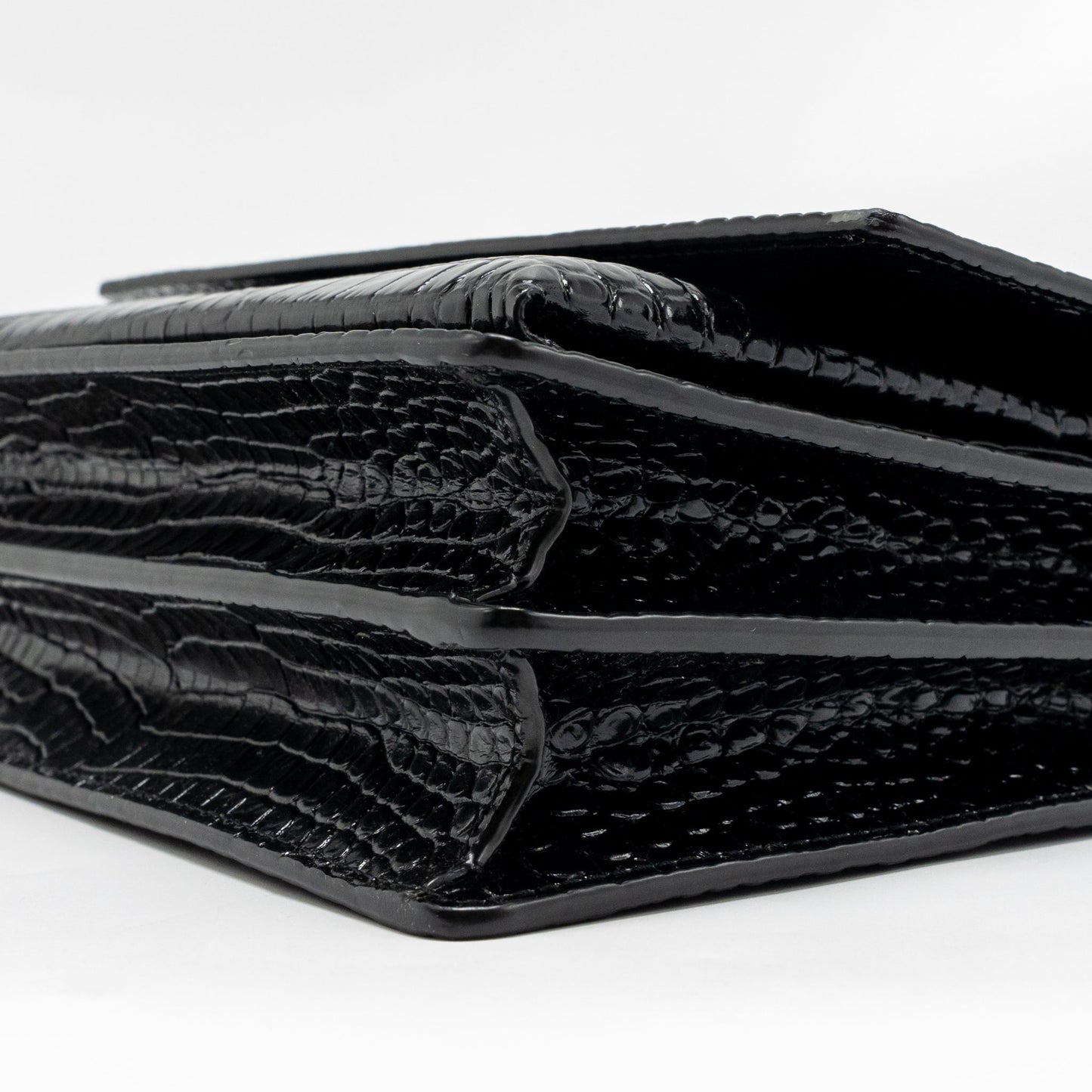 Saint Laurent/YSL Sunset Medium Crocodile-Embossed Calfskin SO Black