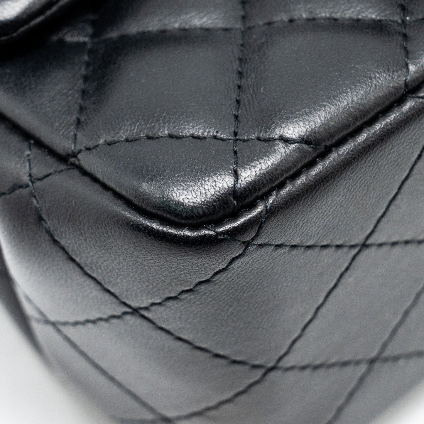 Chanel Mini Square Flap bag Lambskin Black LGHW (Microchip)