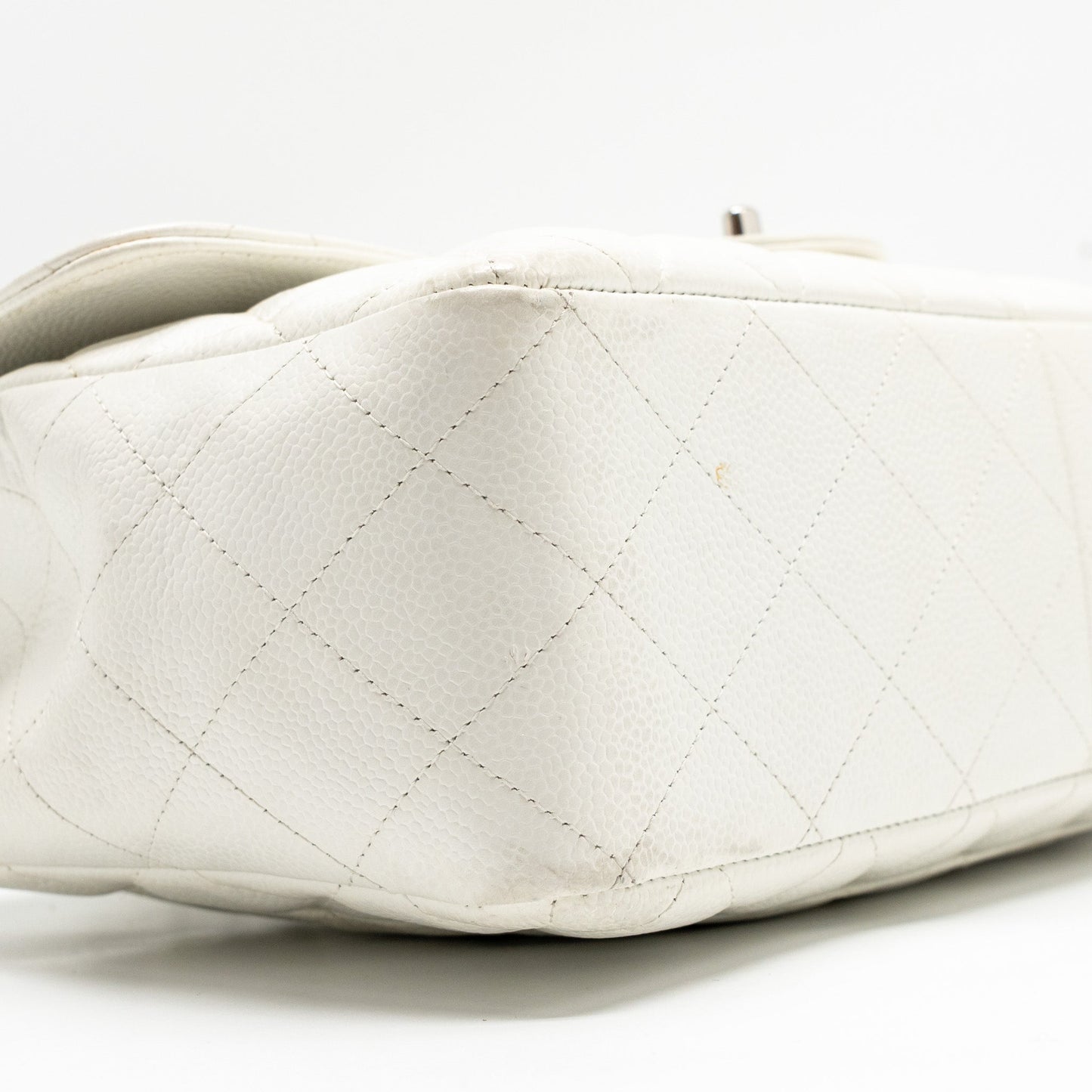Chanel Jumbo Classic Single Flap Bag Caviar White SHW