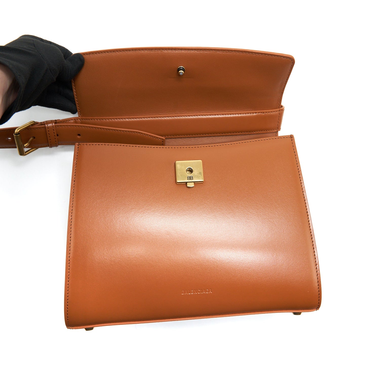 Balenciaga Ghost Medium Shoulder Bag Calfskin Caramel GHW
