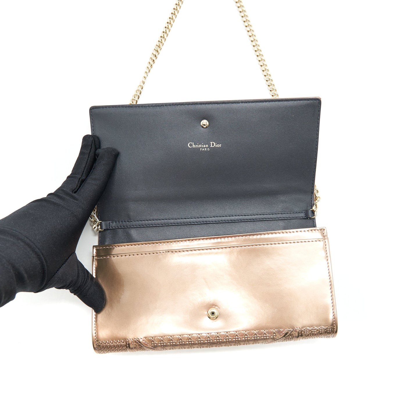 Dior Diorama metallic Pink Wallet with Chain