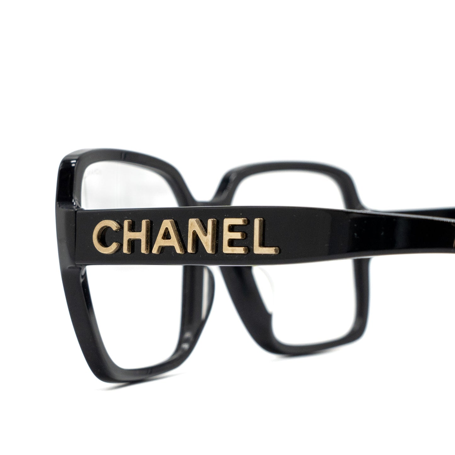 Chanel 5408-A Square Glasses Frame Letter Black GHW