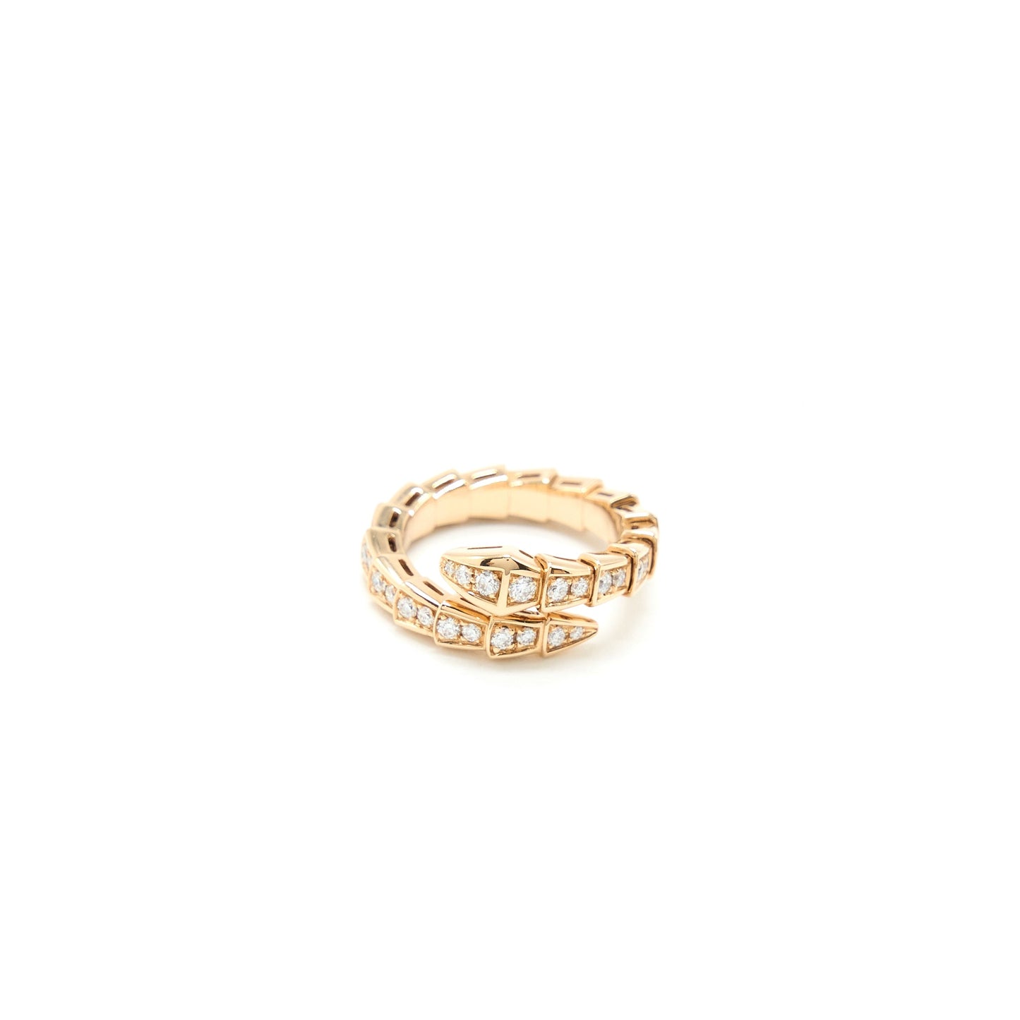 Bvlgari Size M Serpenti Viper Ring Rose Gold With Diamonds