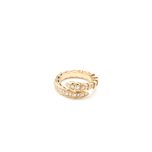 Bvlgari Size M Serpenti Viper Ring Rose Gold With Diamonds