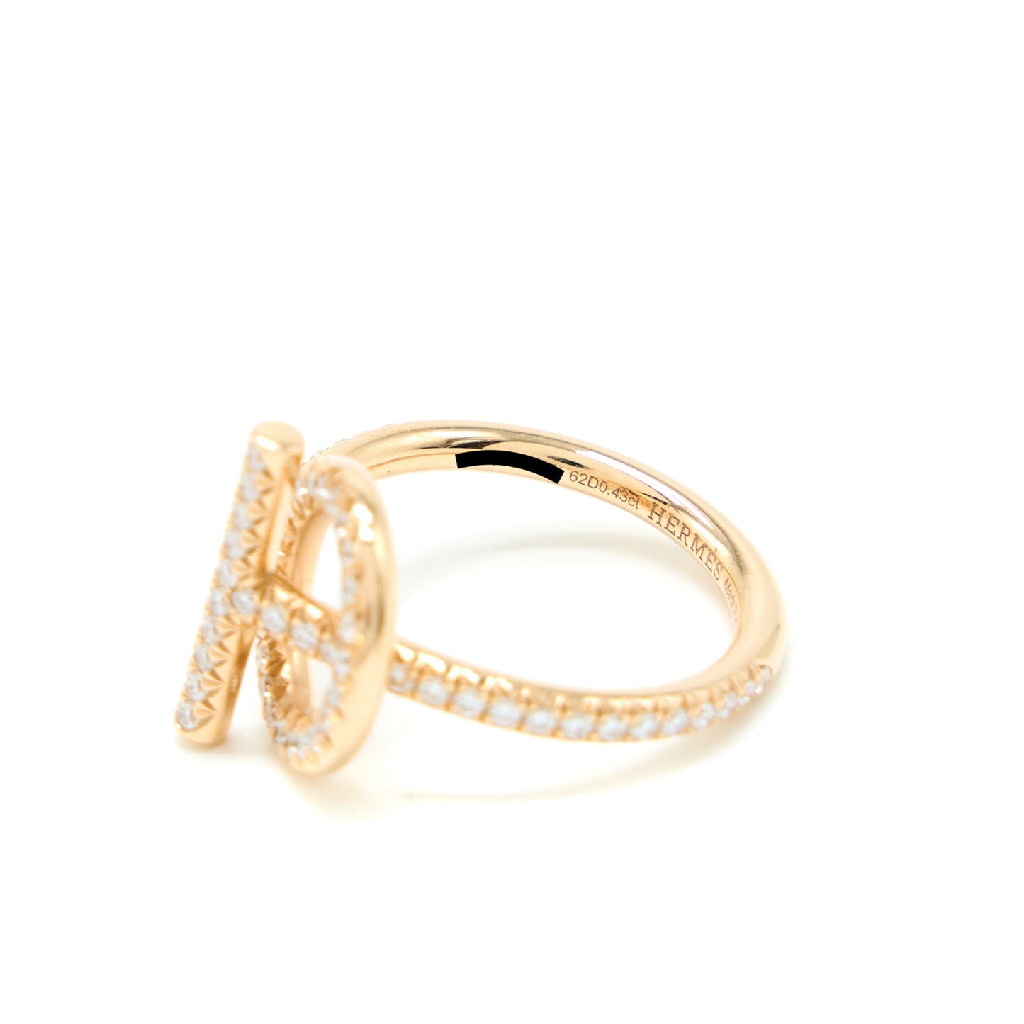 Hernes Size 50 Echappee Ring Small Model Rose Gold with Diamonds