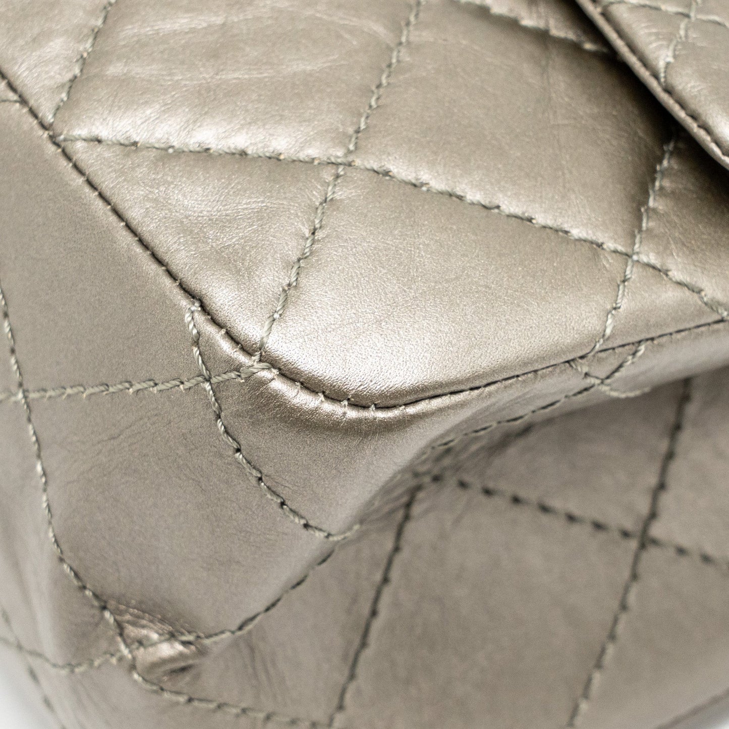 Chanel Maxi 2.55 Reissue Flap Bag Aged Calfskin Iridescent Light Grey Ruthenium Hardware